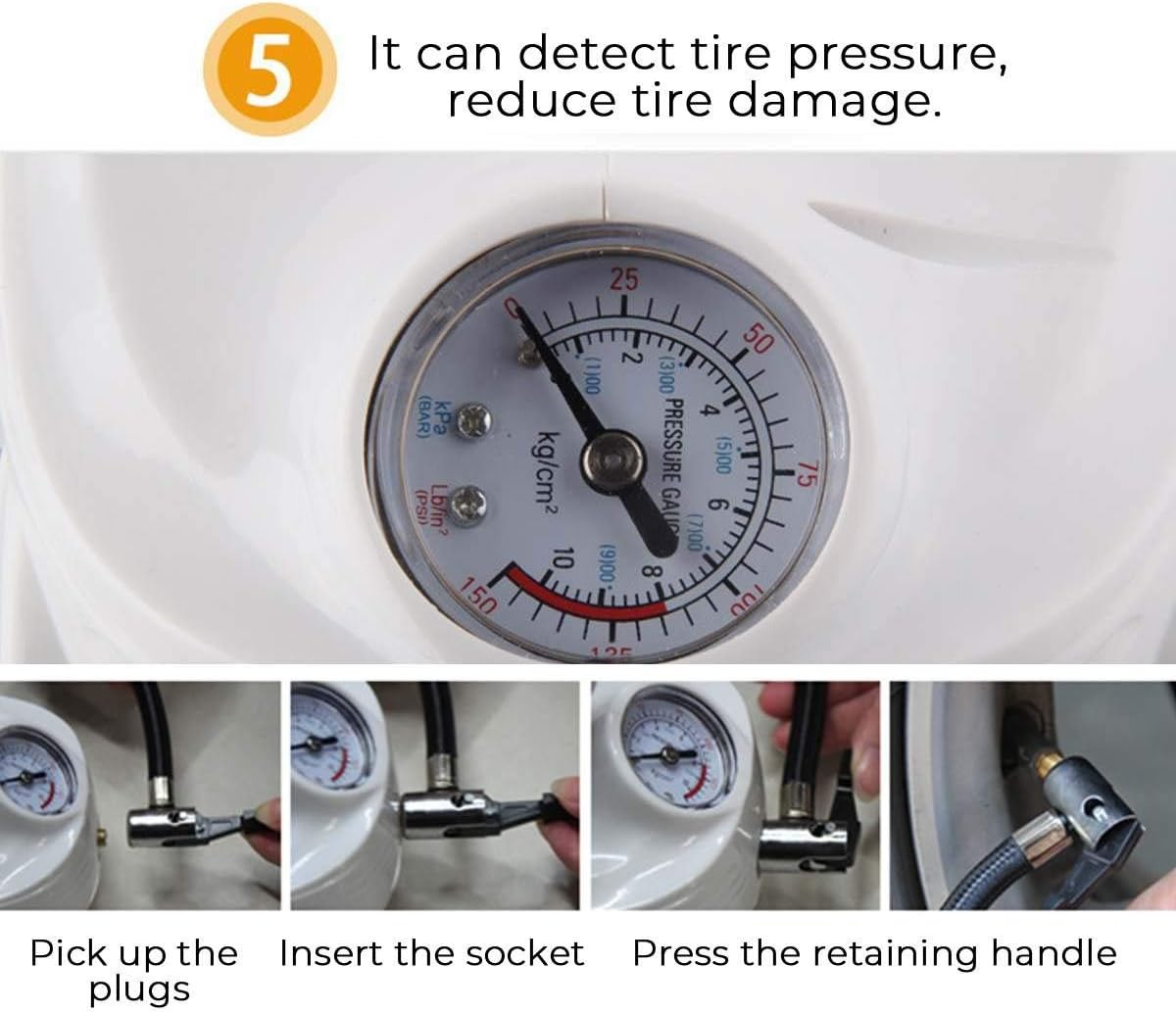 4-in-1 Handheld Car Vacuum Cleaner with Digital Tire Inflator Pump Pressure Wet and Dry Use Portable Vacuum Cleaner