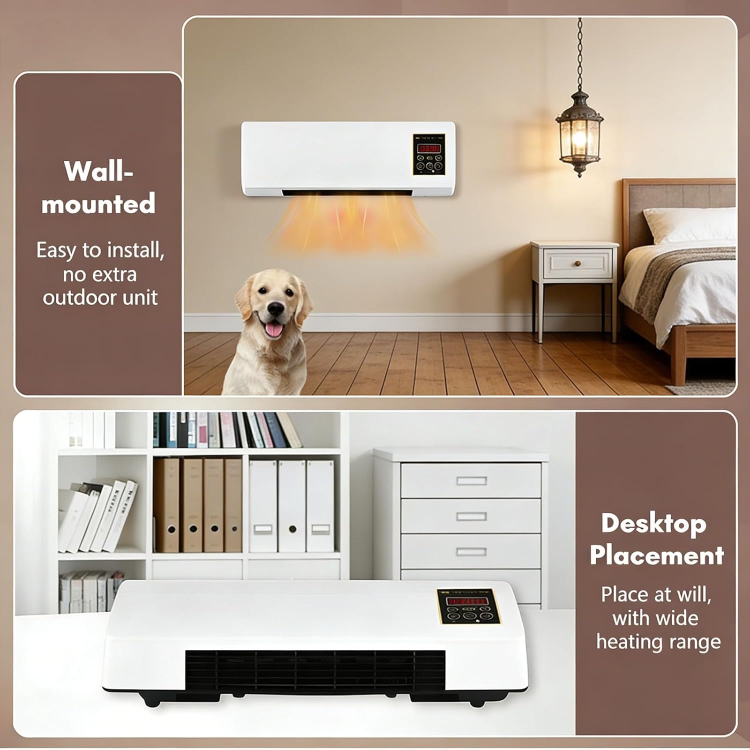 1800W Wall Air Conditioner Wall Mounted Mini AC Unit for Bedroom 2 In 1 Smart Ac Heater with Remote Control, Portable Heater and Fan Combo for RV, Garage, Nursery Heating and Cooling(Red)