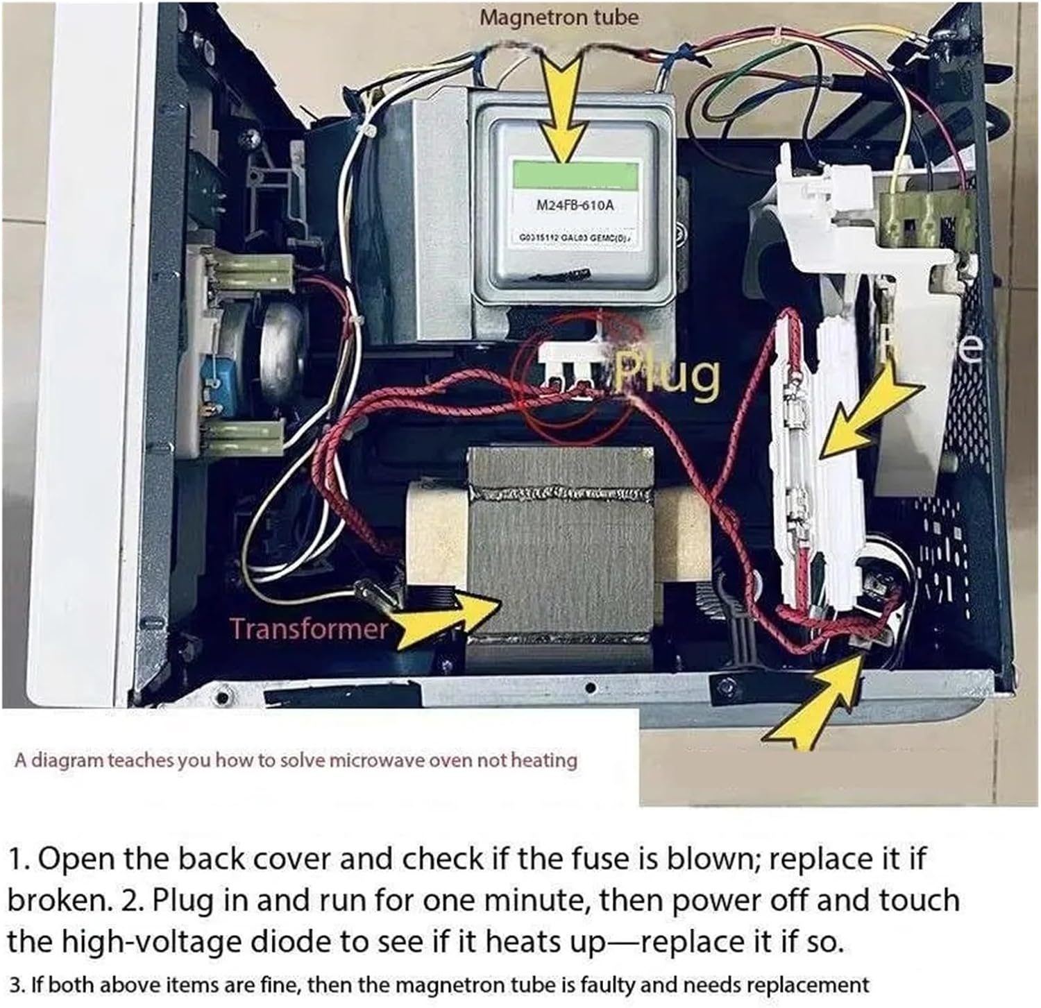 Magnetron M24FB-610A, Compatible For Galanz Disassembled Microwave Head Accessories Horizontal Installation