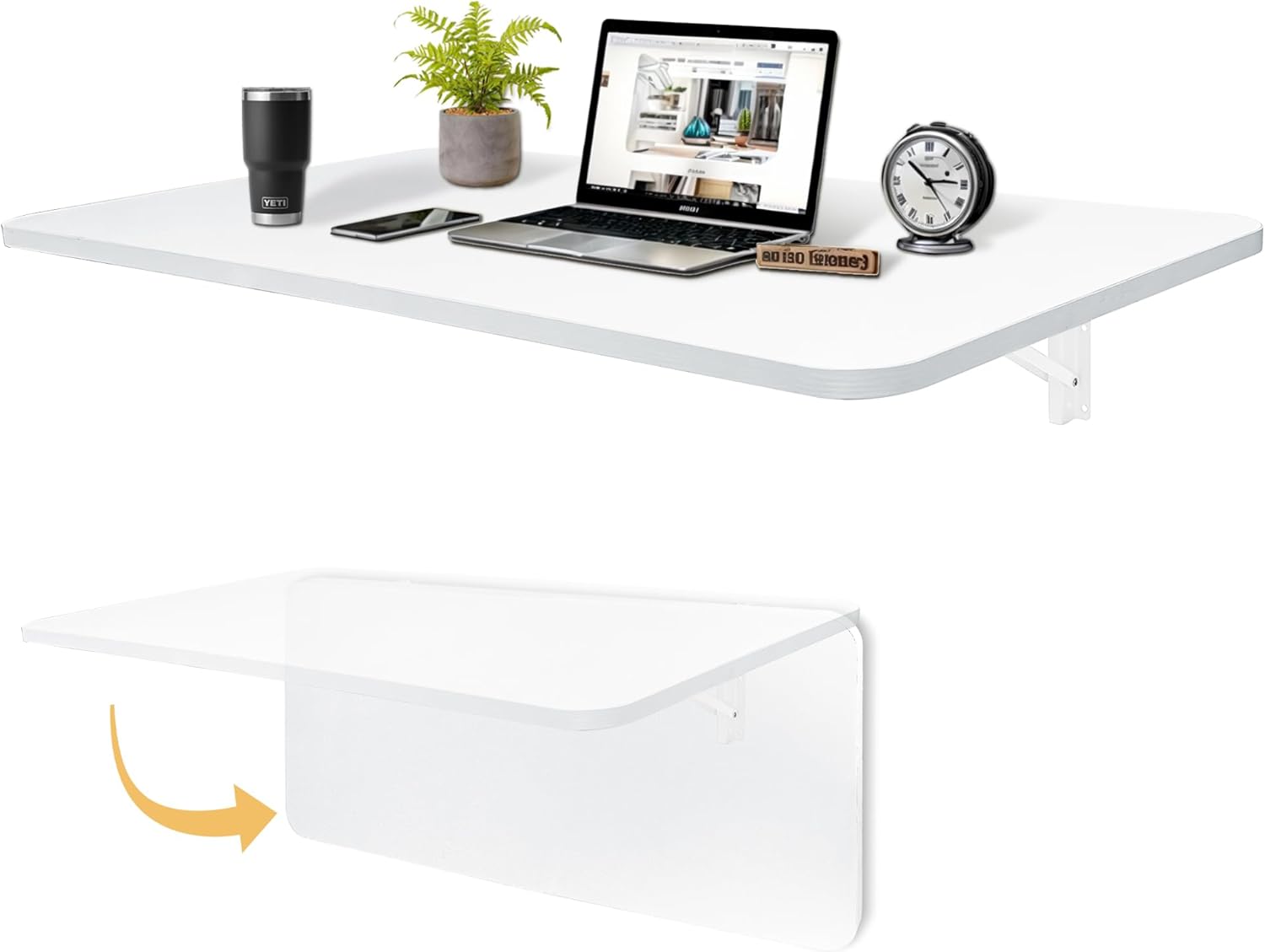 Laundry Folding Table, 40'' x 20'' Wooden Wall Mount Desk, Laundry Table for Folding Clothes, White, 40'' Length