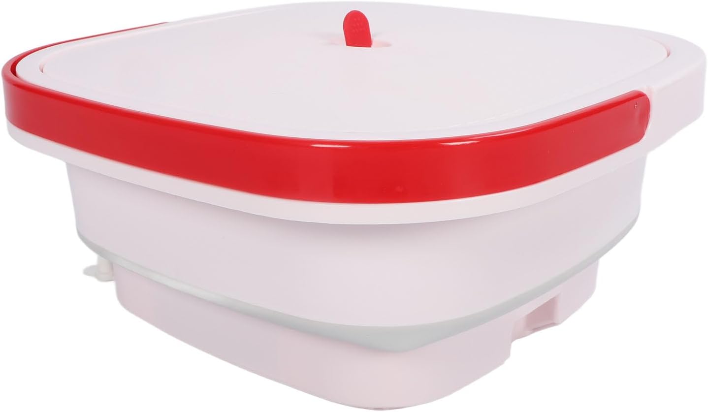 Portable Washing Machine 6L TPR Negative Ion Mini Laundry Bucket Washer with Powerful and Rinsing Functions, Foldable Design for RV Travel Apartment, Suitable for Socks, (Pink)