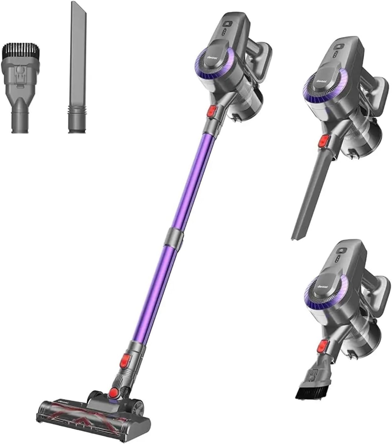 Compatible With DEVOAC Cordless Vacuum Cleaner, 20Kpa Powerful Suction, 6-in-1 Lightweight Stick Vacuum, 40min Runtime For Carpet Hard Floor Pet Hair Home Car Cleaning(Purple)