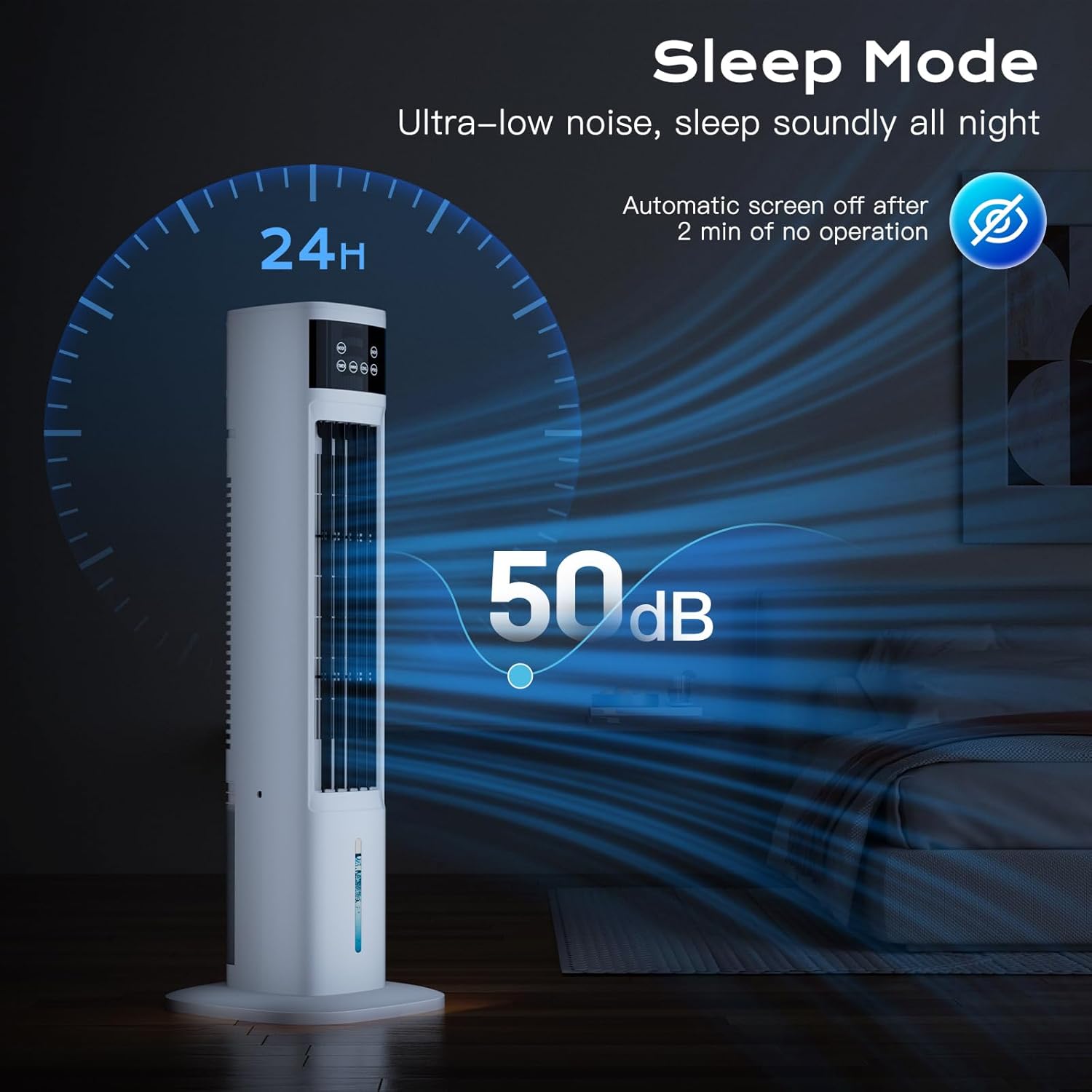 Evaporative Air Cooler, 3-in-1 Portable Air Conditioners for Room, 4 Modes 3 Speeds, Fast Cooling Portable AC Unit w/24H Timer, Remote Oscillating Tower Fan, Quiet Swamp Cooler for Bedroom Office