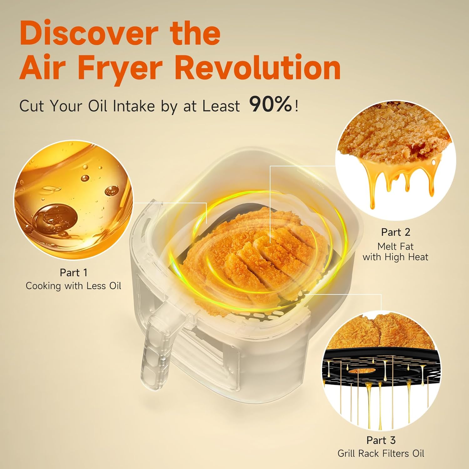 Kitchen Elite Air Fryer Stainless Steel with View Window, XL 8.5QT Large Airfryer, 8-in-1 Digital Control, 400°F Temp Controls, Nonstick Dishwasher-Safe, Space-Saving, Roast, Broil, 1500W