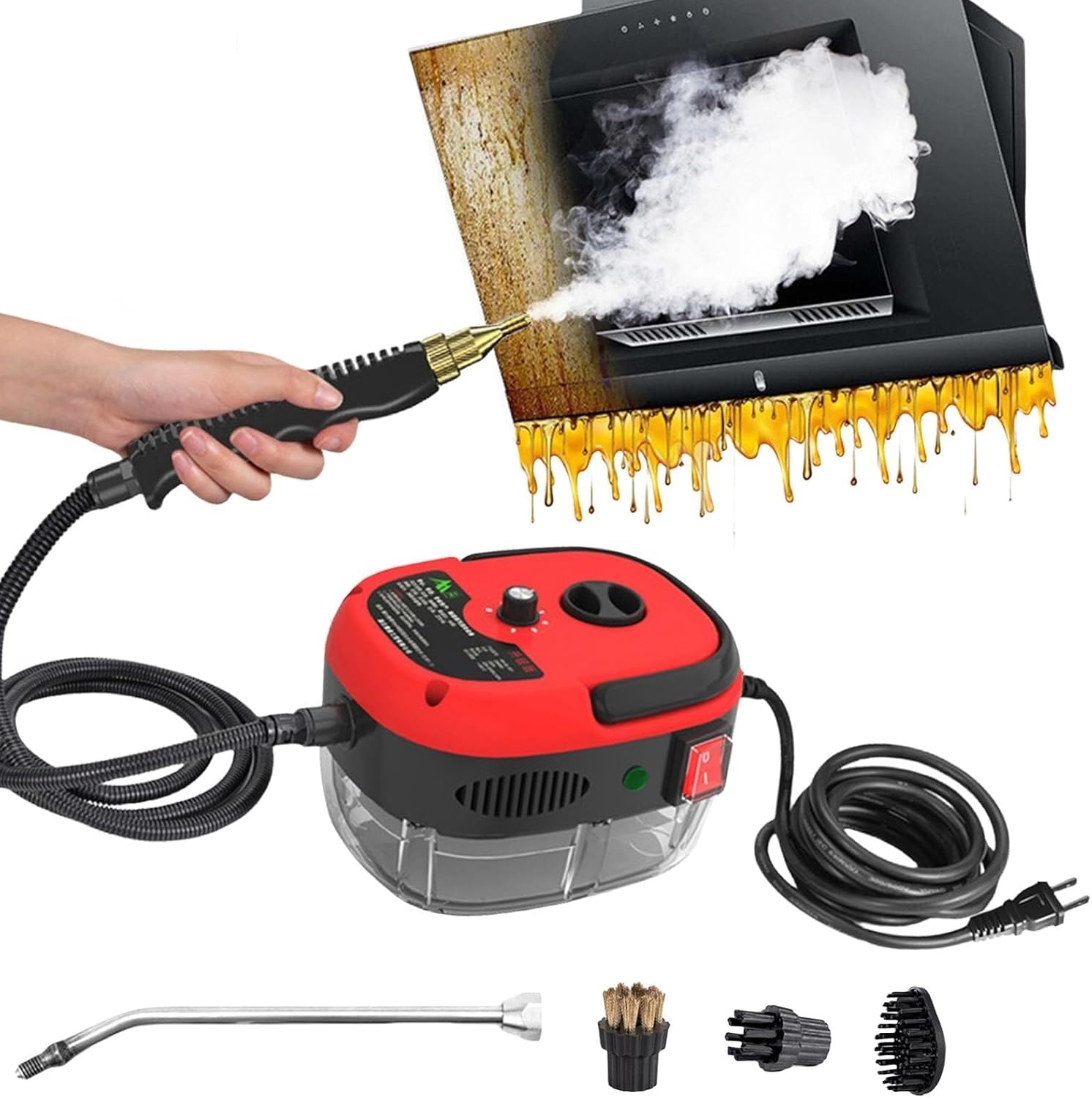 2500W Steam Cleaner, Muntuni Steam Cleaner, 2500w Handheld High-Temperature Pressurized Steam Cleaner,High Pressure Steamer for Cleaning, Handheld Portable Steam Cleaner for Car(Red)