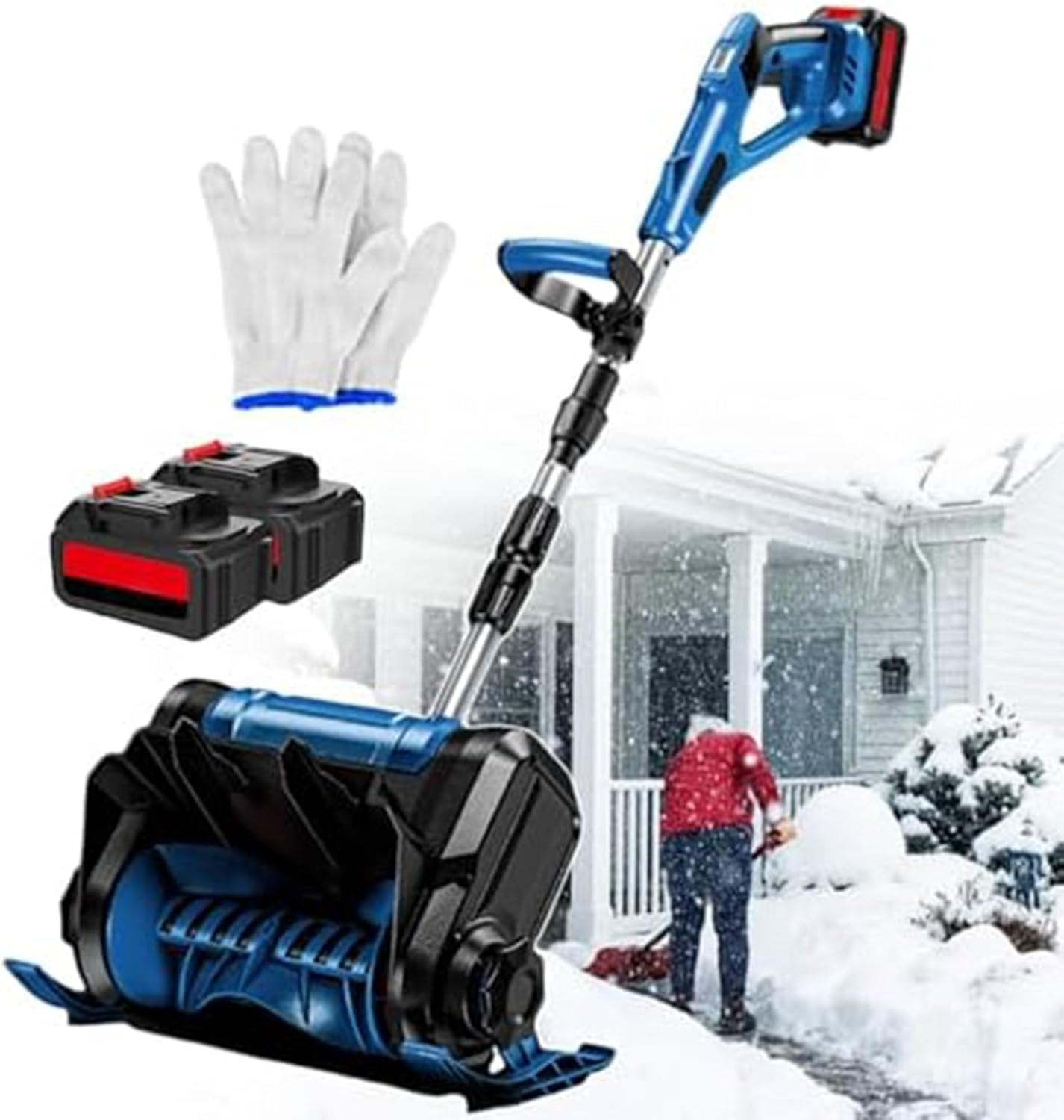 Electric Cordless Snow Shovel,Battery Snow Blower 3000 RPM,with Directional Plate & Adjustable Front Handle,Snow Removal for Driveway Sidewalk, Steps, Patio (Charger Included)