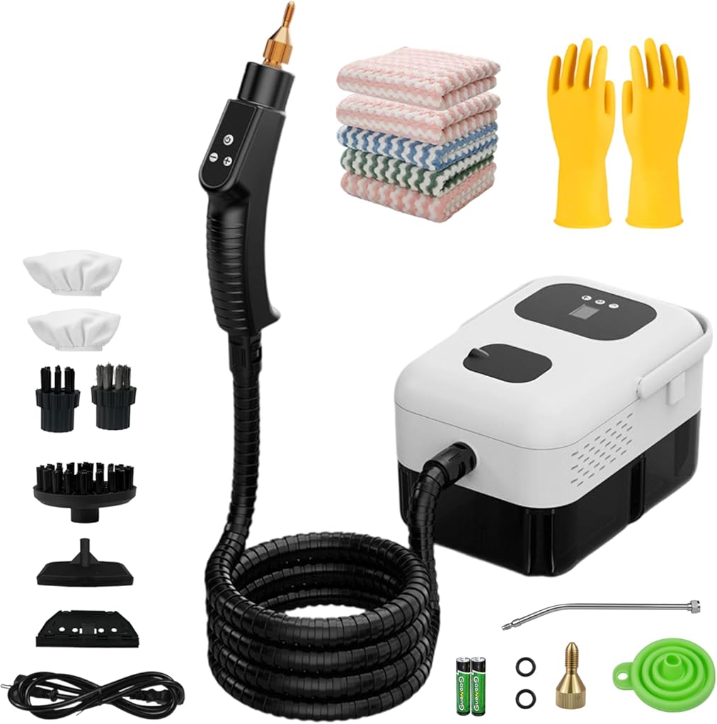 Steam Cleaner,Handheld Steam Cleaners for Home Use,9-Level Adjustable Handle,Portable Steamer for Cleaning with 18 pcs Accessories for Car Detailing, Kitchen, Bathroom, Tile