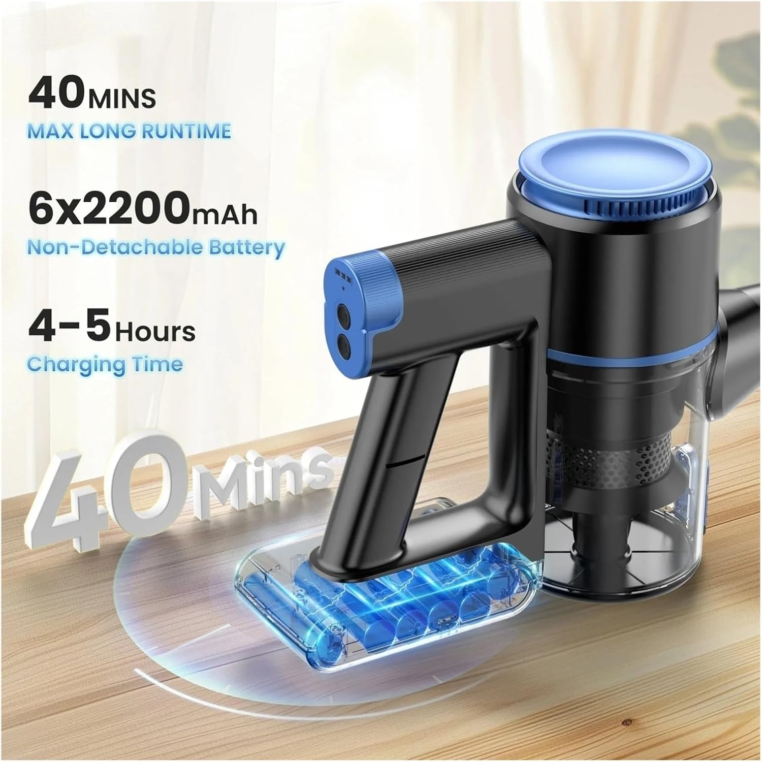 Cordless Vacuum Cleaner Lightweight Stick Vacuum with Powerful Suction 2200mAh 40 Mins Runtime for Home Cleaning Compatible with INSE N8(N8 Glod)