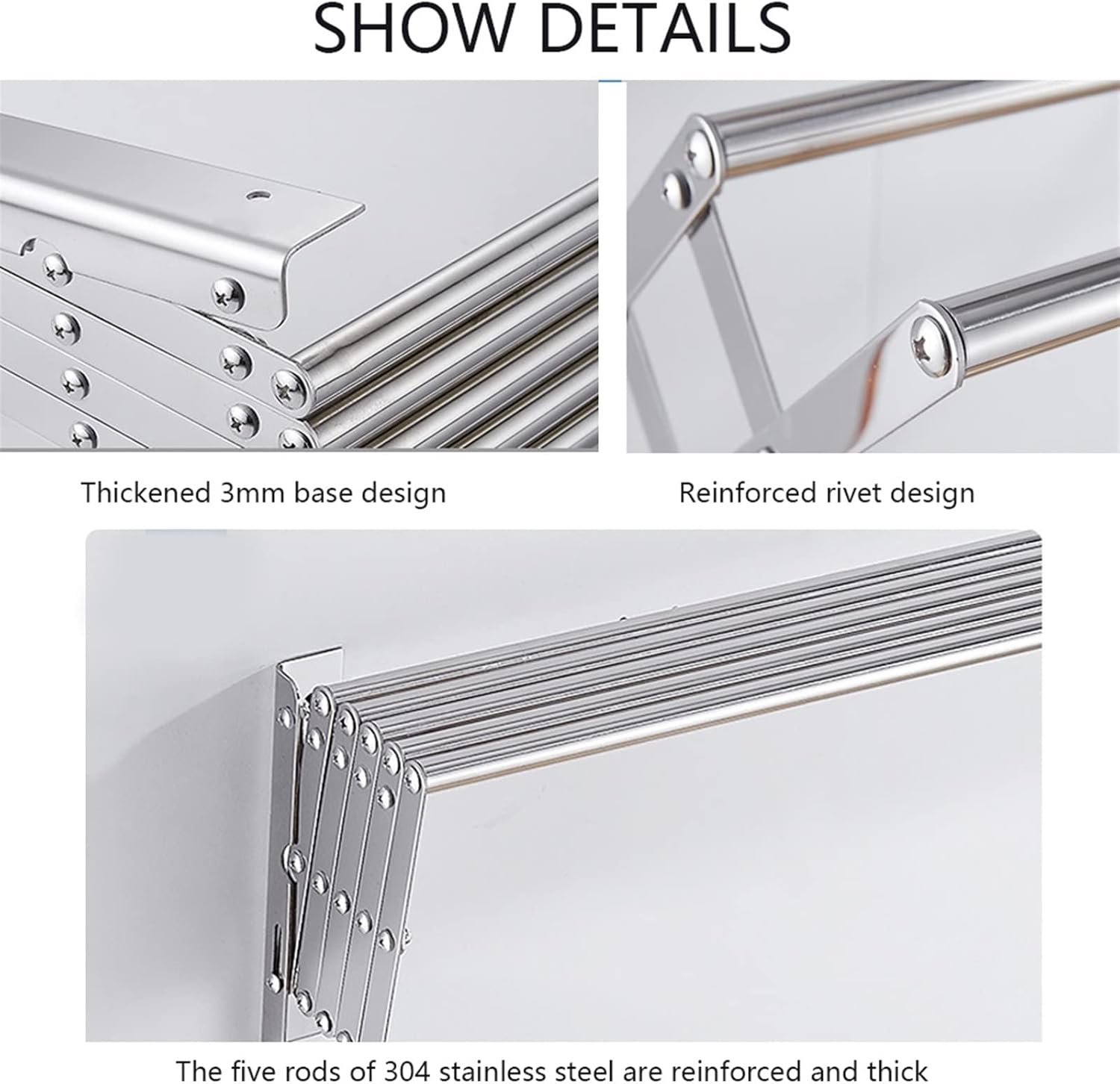 Home Retractable Clothes Drying Rack Wall Mounted Folding Hanger Drying Rustproof Easy to Install Design 110 Lb Capacity (Size : 70cm)