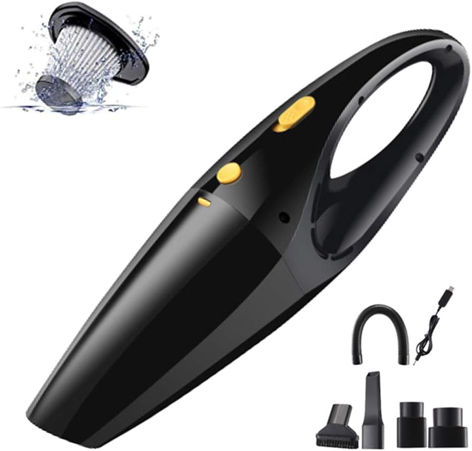 Car Vacuum Cleaner Portable Handheld Vacuum Cleaner with Cleaner HEPA Filter, Wet and Dry Double Use, Handheld Vacuum Cordless for Animal Hair,Black (Black)