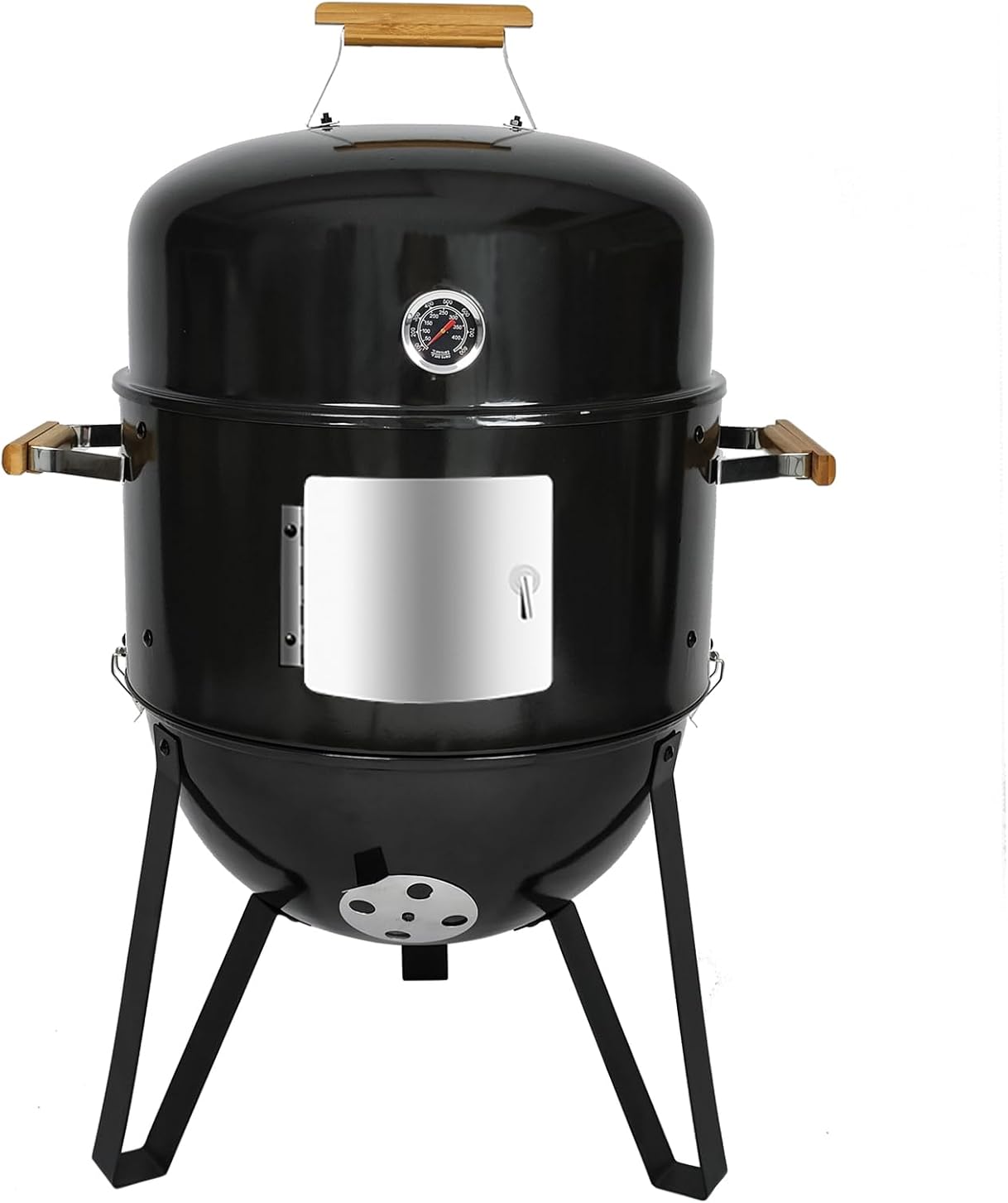 Realcook BBQ Charcoal Smoker Grill: Heavy Duty 17 Inch Vertical Meat Smokers - Porcelain-Enameled Charcoal Grill Smoker Combo for Outdoor Cooking Backyard Picnic Party Grilling