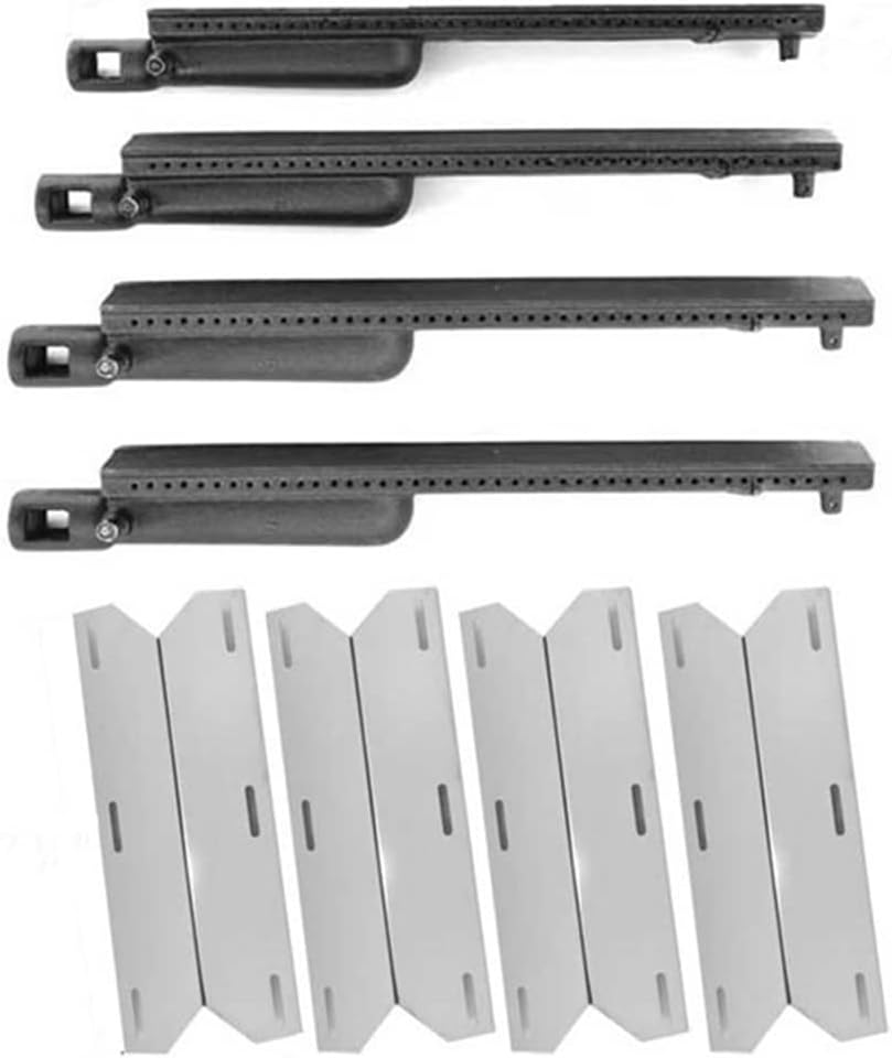 oceanside Replacement Kit for Sterling Forge 720-0058, Nexgrill 720-0058, BBQ Gas Grill Includes 4 Stainless Steel Heat Plate, 4 Cast Iron Burners