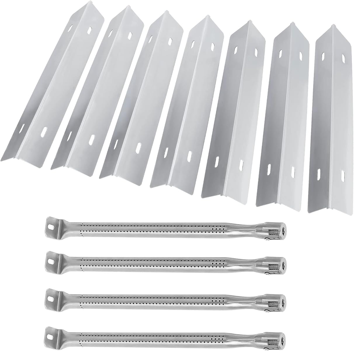 Stainless Steel Heat Plates and Grill Burners Set for Napoleon Rogue Series, Prestige 500 Propane Grills, 7-Pack Sear Plates Flavorizer Bar & 4-Pack Burner Tube BBQ Replacement Part Kit