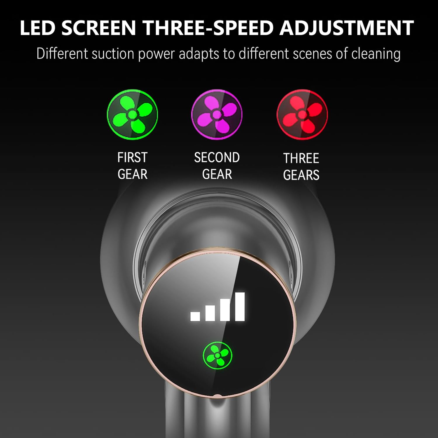 Cordless Vacuum Cleaner, 450W 48KPA Suction Power, 50 Minutes Runtime, Rechargeable Stick Vacuum for Carpet, Tile, Pet Hair, Hardwood Floors, Black Gold