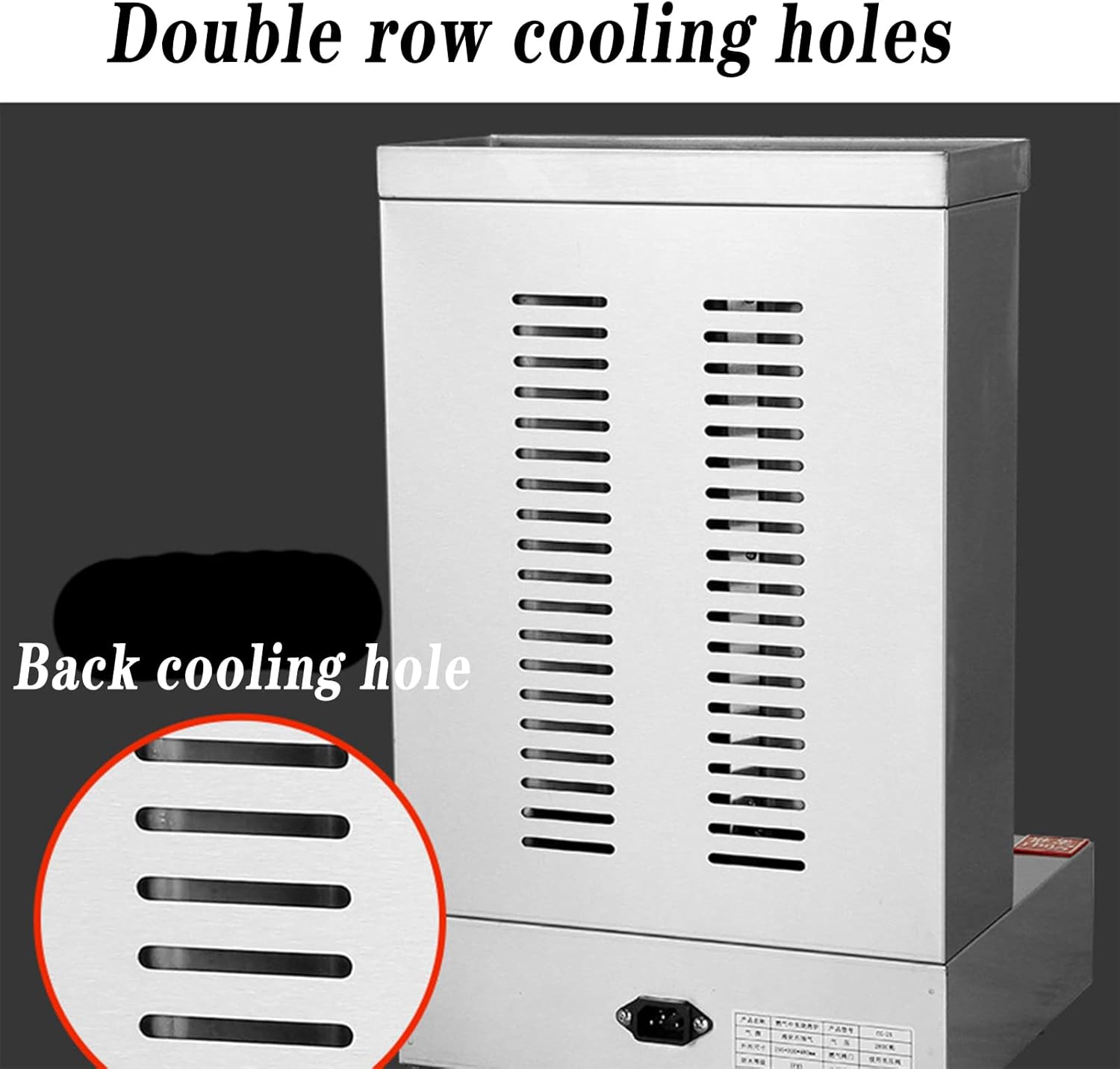 Gas Kebab Machine, Stainless Steel Vertical To Rotate Commercial Grill, With Simple Control Panel, High Density Ceramic Heating Plate And Double Row Cooling Holesfor-One Color-pair