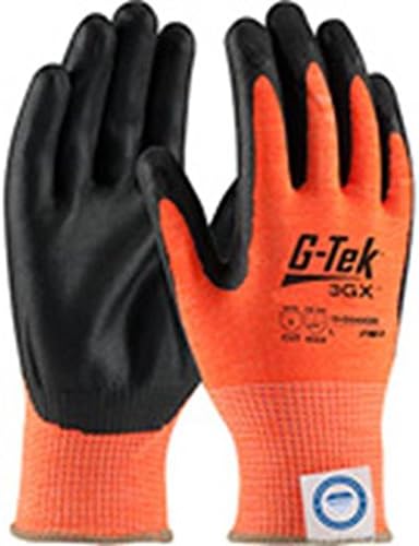 G-Tek 19-D340OR/XS, Hi-Vis Seamless Knit Dyneema® Diamond 2.0 Blended Glove with Nitrile Coated Foam Grip on Palm & Fingers