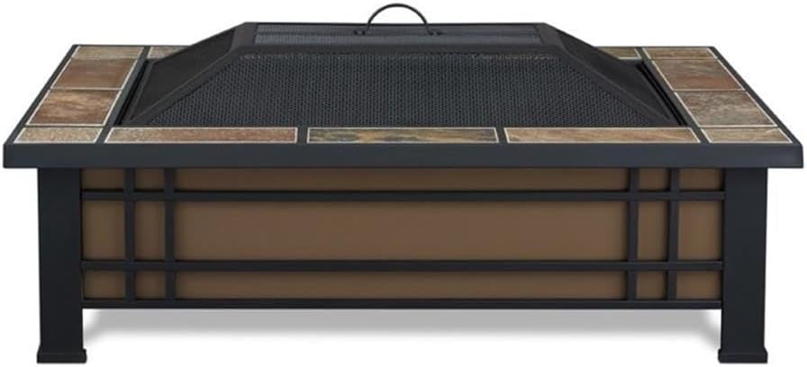 Bowery Hill Contemporary Wood Burning Fire Pit in Natural Slate Tile