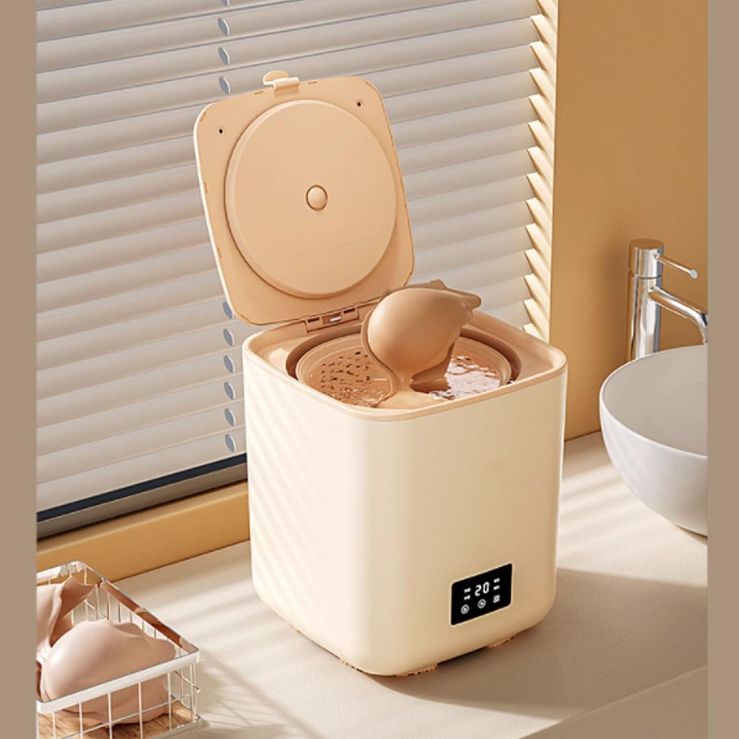 Mini Washing Machine, Small Portable Washing Machines for Apartments, Camping, Travel, 7L Washer with 4 Modes Deep Cleaning for Baby Clothes