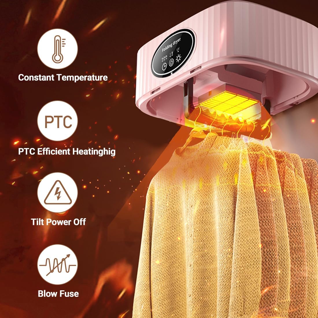 Portable Clothes Dryer, Mini Dryer Machine with Timer, Portable Dryer for Apartments Home Travel RVs, Mini Electric Laundry Dryer Machine with Dryer Bag, Two Heating Mode, Time Setting Function (Pink)