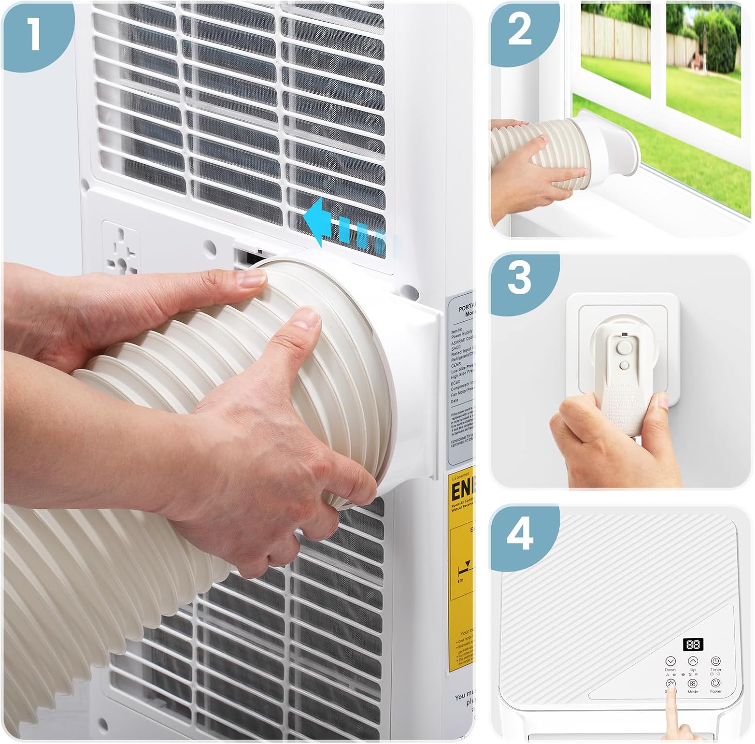 COWSAR 10,000 BTU Portable Air Conditioners with Remote, Portable AC Unit Cools Up to 450 Sq.ft, 4 Modes with Fast Cooling, Sleep Mode, 24H Timer for Bedroom, Room, Apartments, White