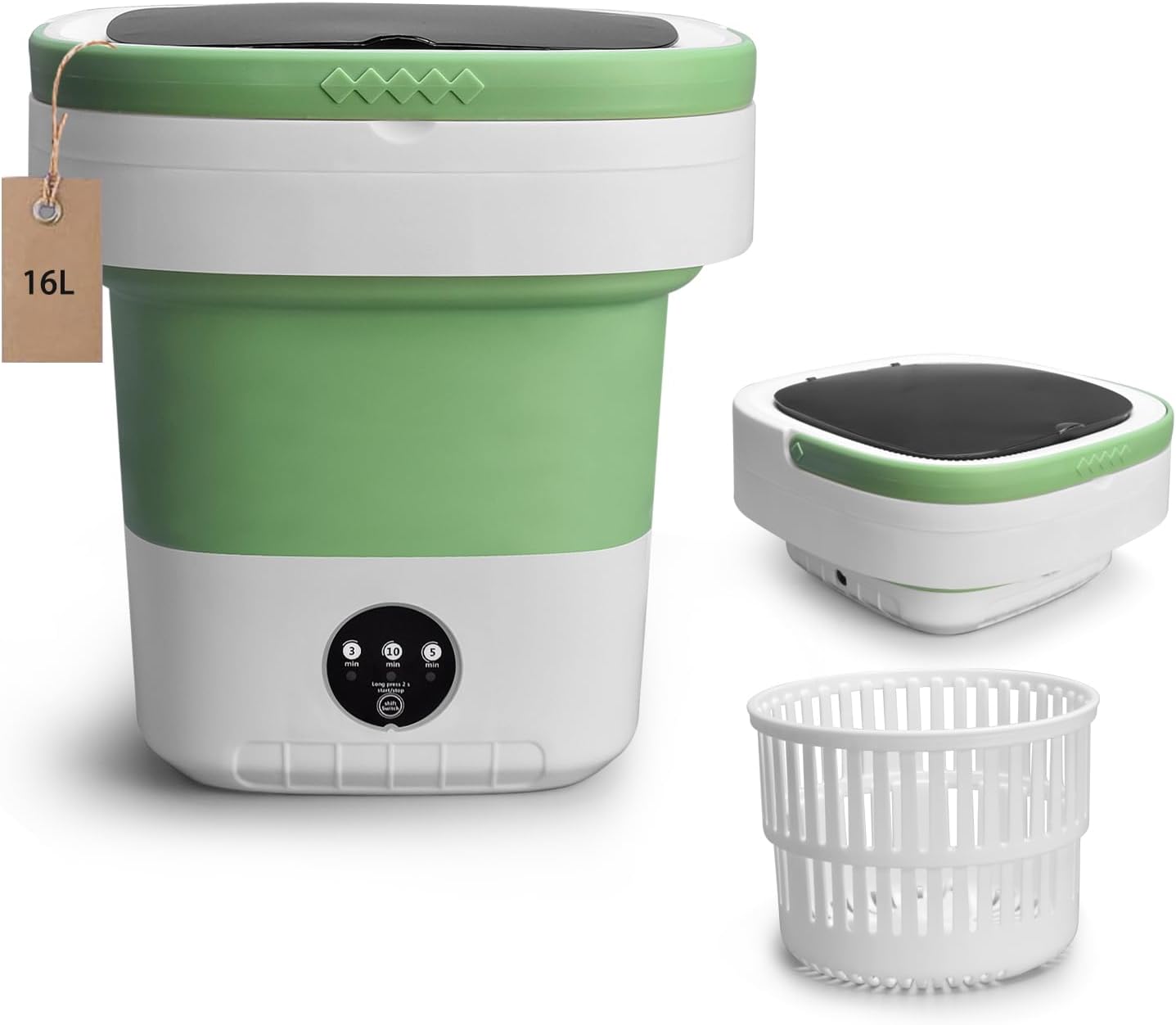 Portable Washing Machine, Mini 16L Foldable Washer and Dryer with 3 Modes Deep Cleaning, Upgraded Small Collapsible Laundry for Travel, Apartment, Home, Hotel and camping