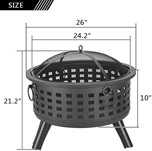 Fire Pits Outdoor Wood Burning Outdoor Fire Pit, Metal Fire Pits Round Lattice Fire Bowl