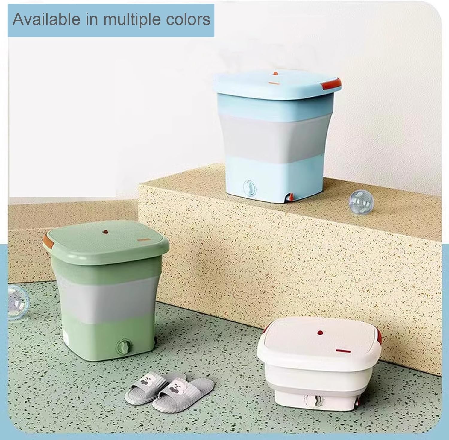 Portable Washing Machine, Upgraded 18L Mini Folding Washer, Small Collapsible Washing Machine with Drain Basket and Drain Pipe, for Underwear,Baby Clothes,Socks or Other Small Items(Pink)