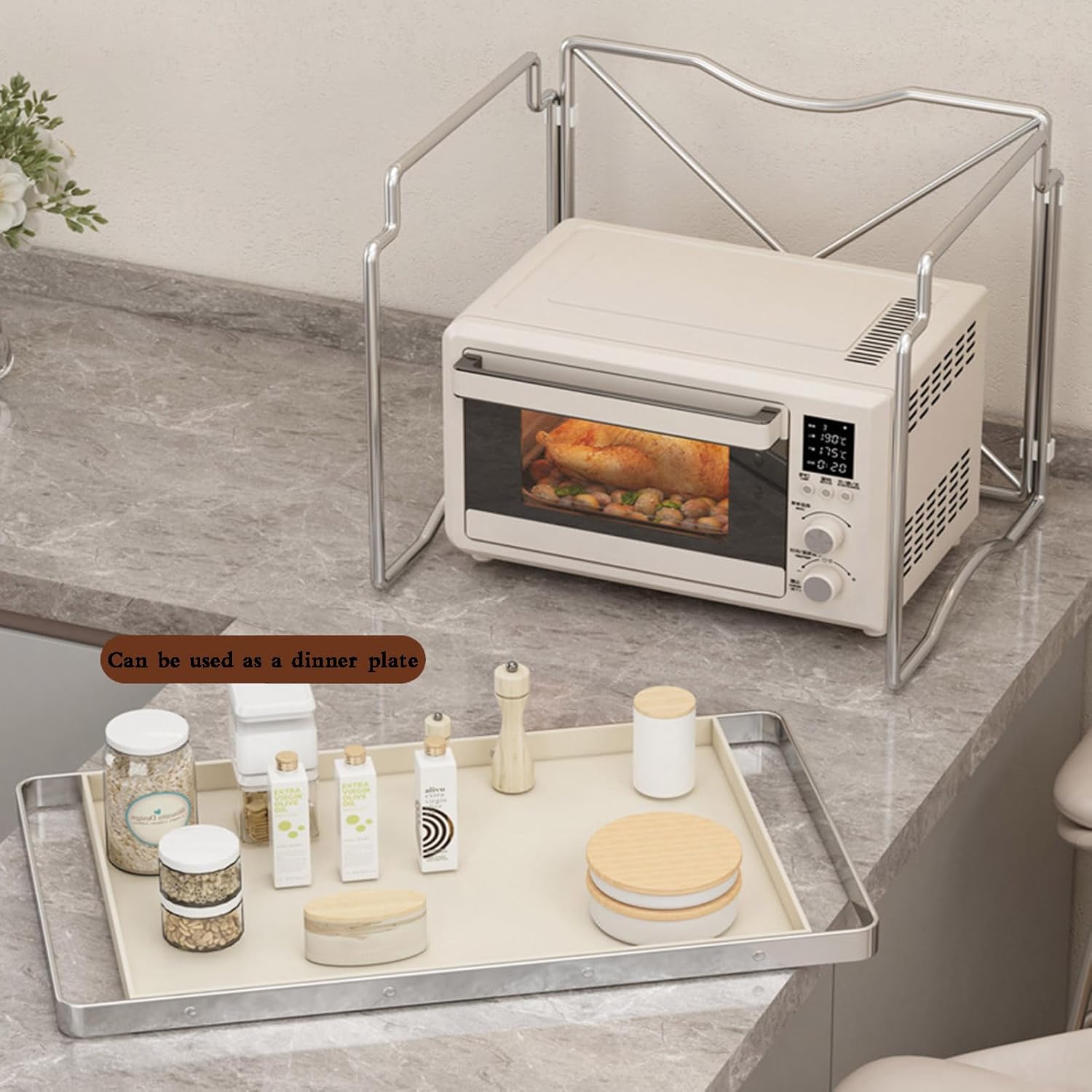 counter shelf,microwave rack, microwave stand,2 Tiers Microwave Oven Rack, Kitchen Unit Storage, Baker Shelf for Tabletop Countertop, Home Office Desktop Shelf Free Standing Metal Frame ( Color : M ,