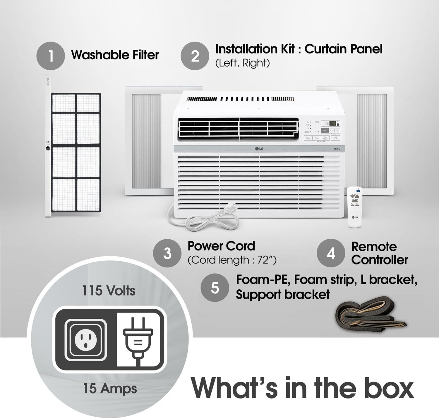 LG 12,000 BTU Window Air Conditioner, Cools 550 Sq.Ft. (22' x 25' Room Size), Quiet Operation, Electronic Control with Remote, 3 Cooling & Fan Speeds, Auto Restart, 115V