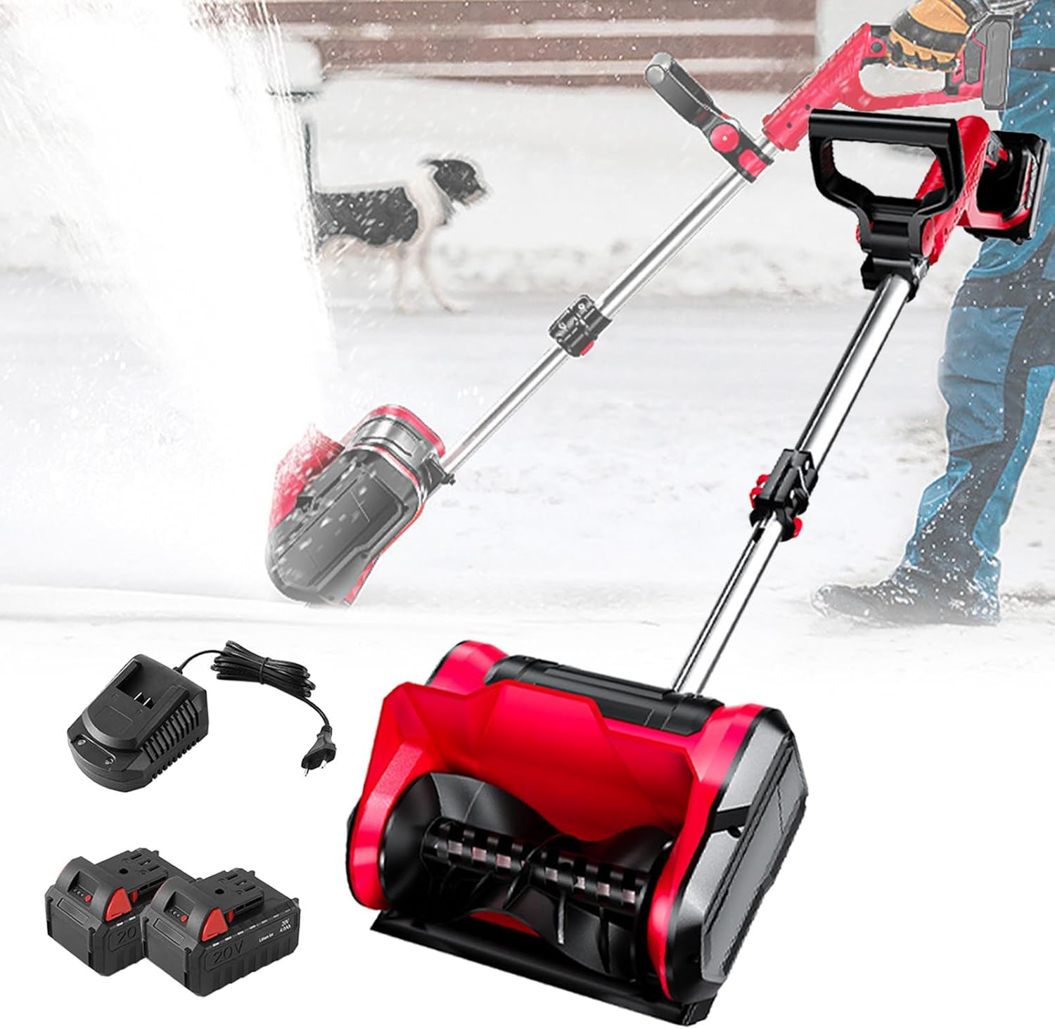 Cordless Snow Shovel, Battery Powered Snow Shovel with 12.6in. Width, 6.3in. Depth, 26 FT Throw Distance, Snow Thrower Power Shovel for Cars, Snowmobiles, Camping and Mud