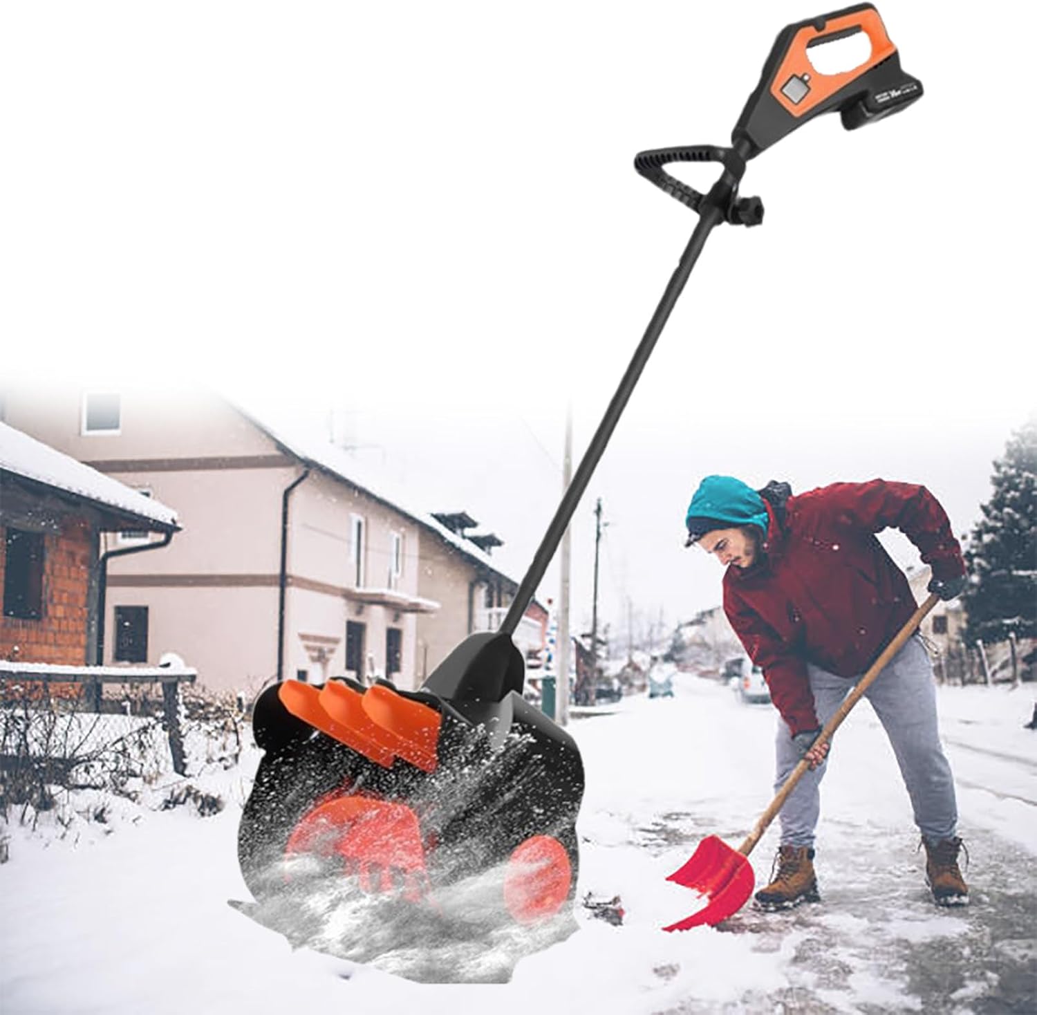 41cm Brushless Cordless Snow Shovel, 2 Battery and Charger Included, Cordless Snow Blower, Battery Snow Blower, for Driveway, Patio, and Deck Clearing