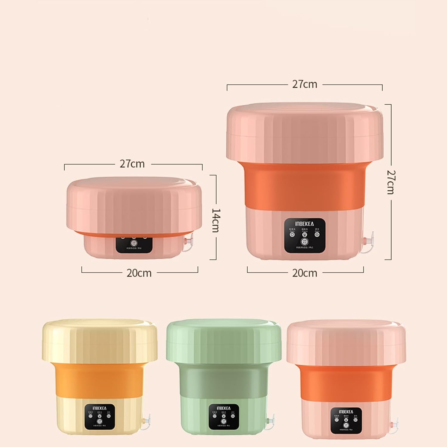 Portable Washing Machine,Folding Mini Washing Machine Sterilization Drying Washing Machine for Baby Clothes, Underwear or Small Items, Apartment, Dorm, Camping, RV Travel Laundry,Orange