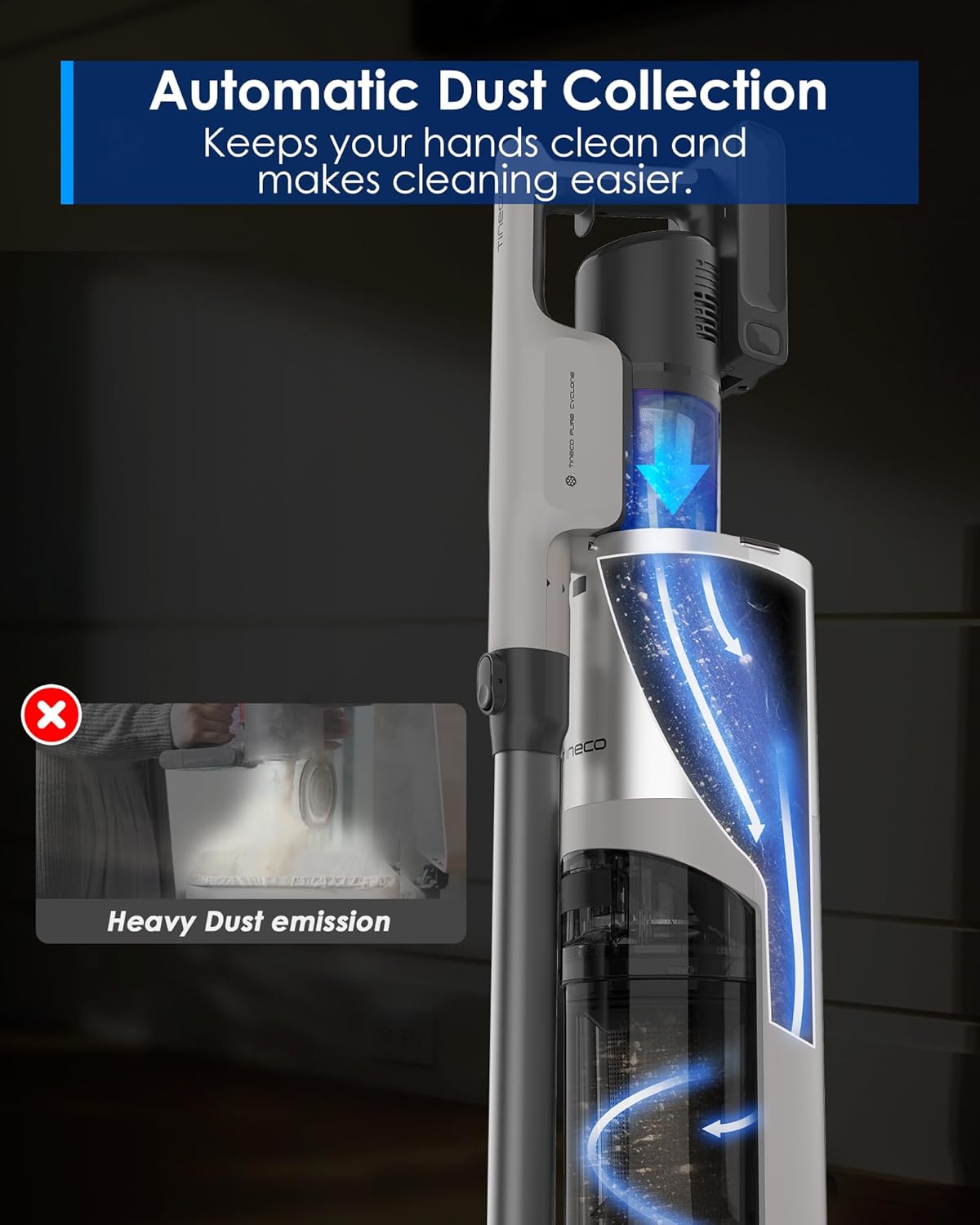 Tineco Pure ONE Station 5 Pro Cordless Smart Stick Vacuum, Automatic Dust Collection,Full-Path Self-Cleaning, 200AW Powerful Suction,ZeroTangle Brush, Up to 100 Minutes Runtime,ClogLess System