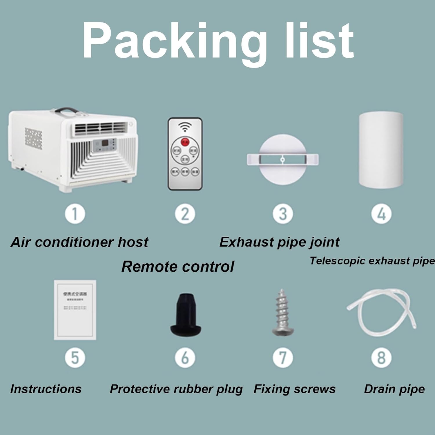 Portable Air Conditioner 3-in-1 AC Unit with Panel Control and Remote Control 1-12H Timer Coverage Area 6 Square Meters Evaporative Air Cooler for Home Office(110v)