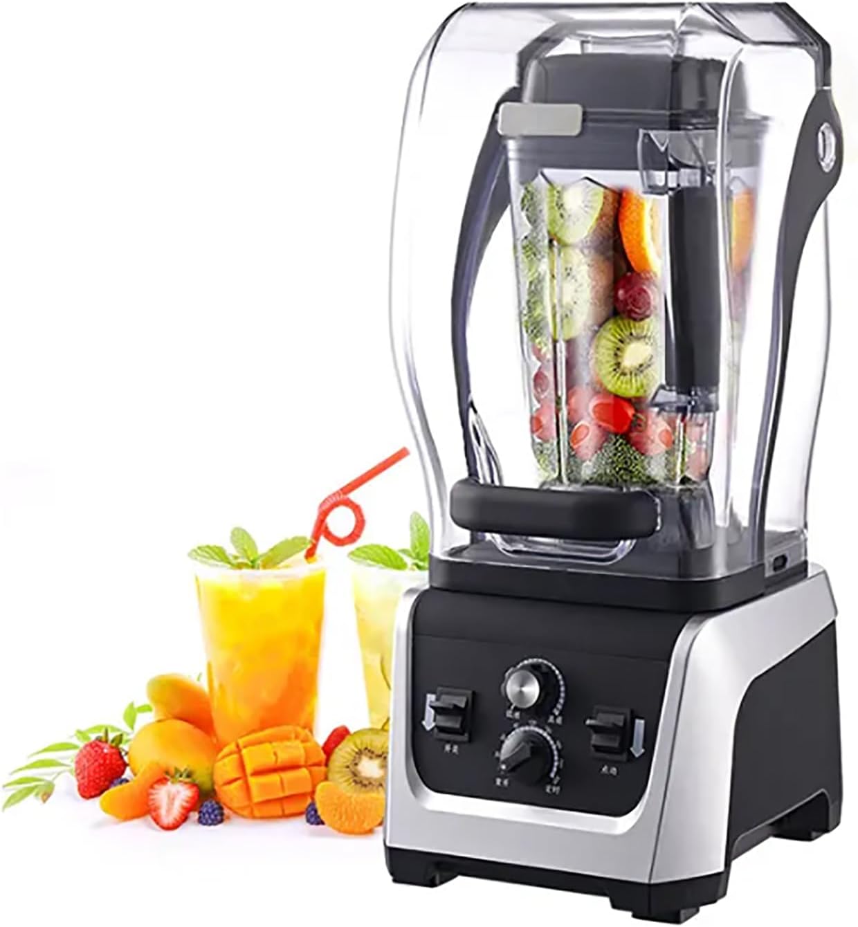Professional Blender, Smoothie Blender Machine with Sound Cover, 2300W Strong Motor And 2.5L High Capacity, Bass Noise Reduction and Easy To Operate, For Smoothies, Ice and Frozen Fruit