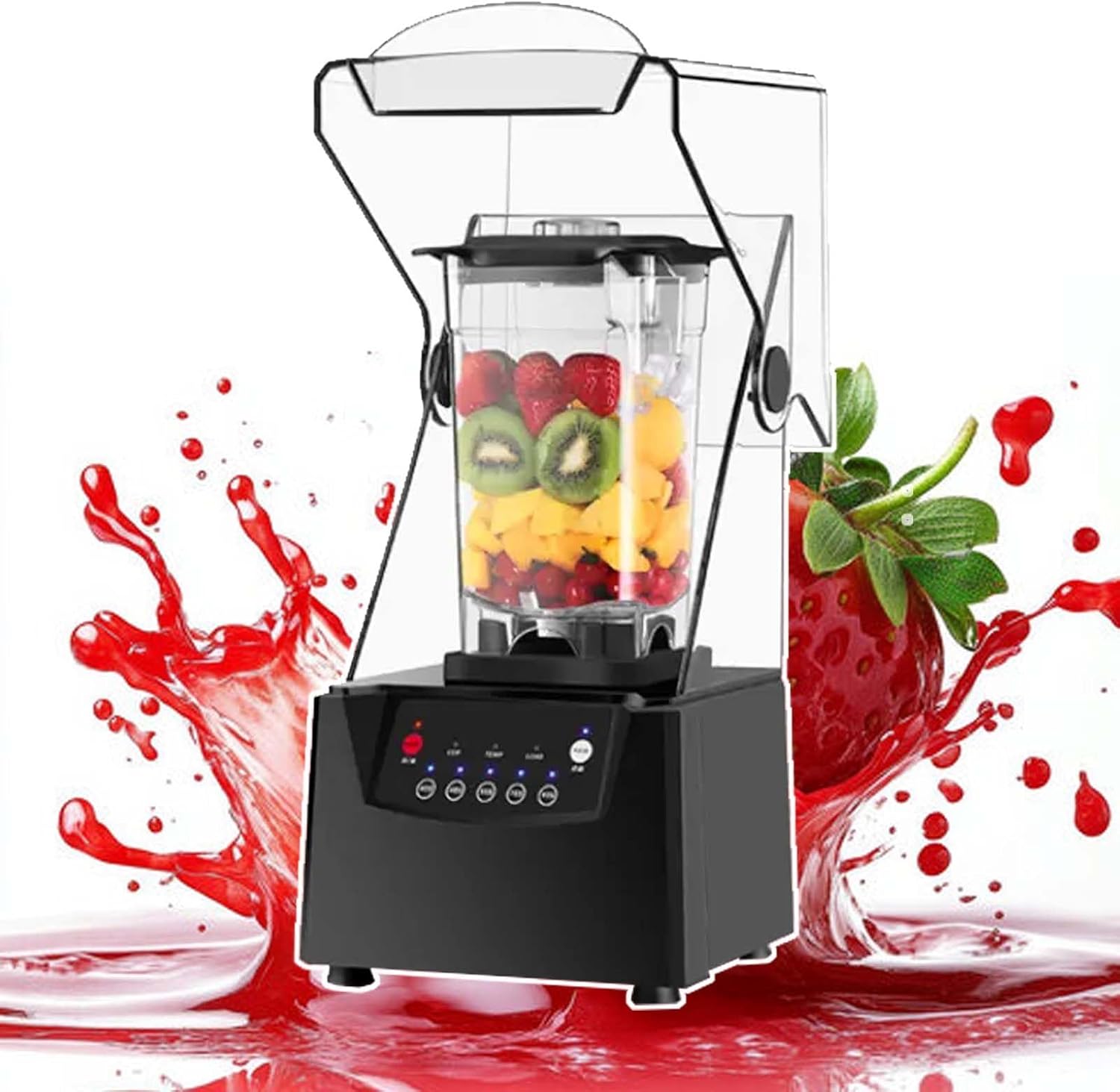 Countertop Blender with Silent Cover,2L Cup with Engraved Scale,Removable Cup and Noise-Reducing Cover,for Milkshakes