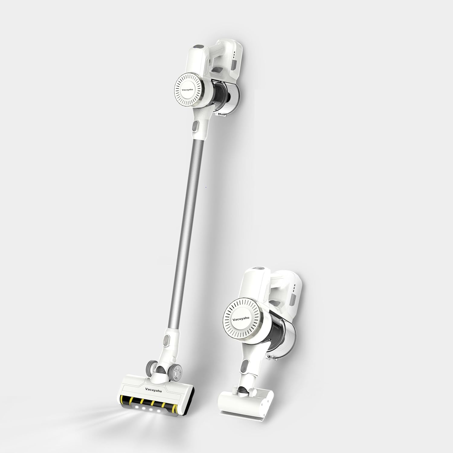 Cordless Handheld Vacuum Cleaner, with Motorized Brush with LED Light s& Cyclone System+ Hepa Filter,Variable Speed 2pcs 2in1 Combi Nozzle