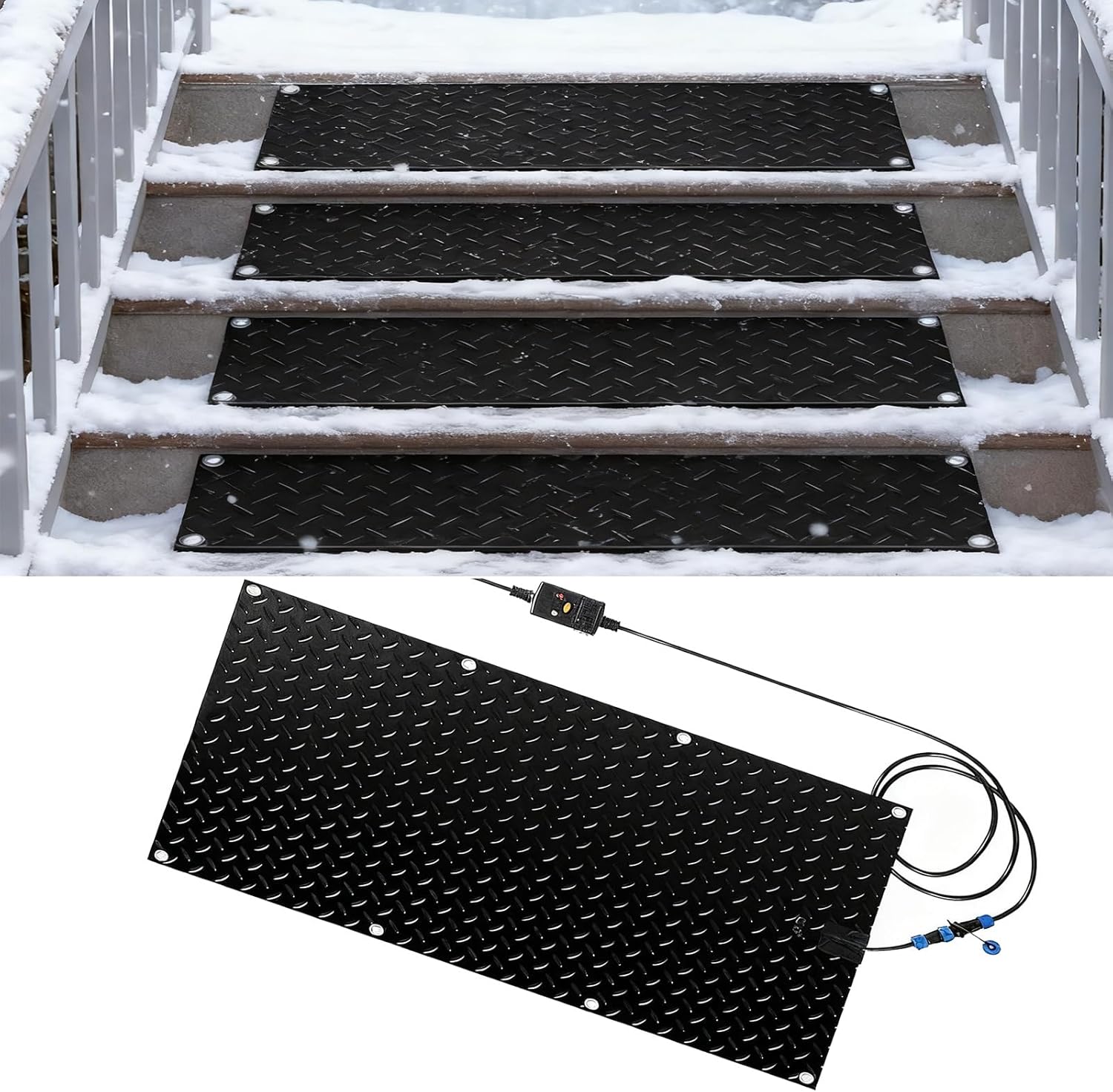 Heated Snow Melting Mat for Stairs, Graphene Heating, 1/2/3/4/5 pcs Heating Walkway Mat Heated Outdoor Mat, Non-Slip Rubber Heated Mat for Winter Outdoor Entrances Steps Driveway(1 Pcs,10