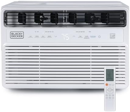BLACK+DECKER 8,000 BTU Inverter Window Air Conditioner, Window AC Units for Up To 350 Sq. Ft., ENERGY STAR Rated AC Unit, Full Function Remote Control, White
