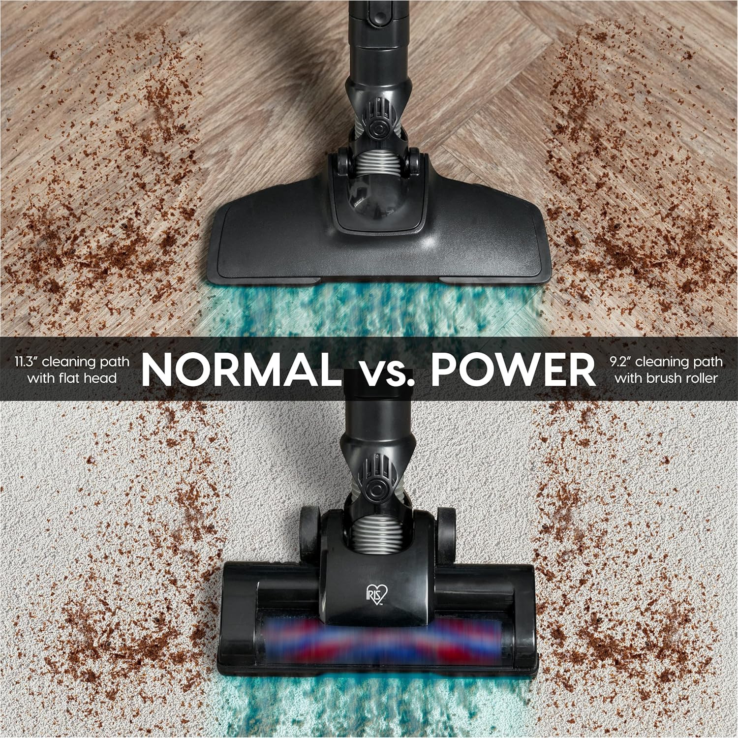 IRIS USA Cordless Stick Vacuum for Low-profile Rugs and Hard Floors, 4-in-1 Attachments, 9000Pa Suction LED Indicator, 55K RPM 35 Min Runtime Battery, Pet Hair Cleaner