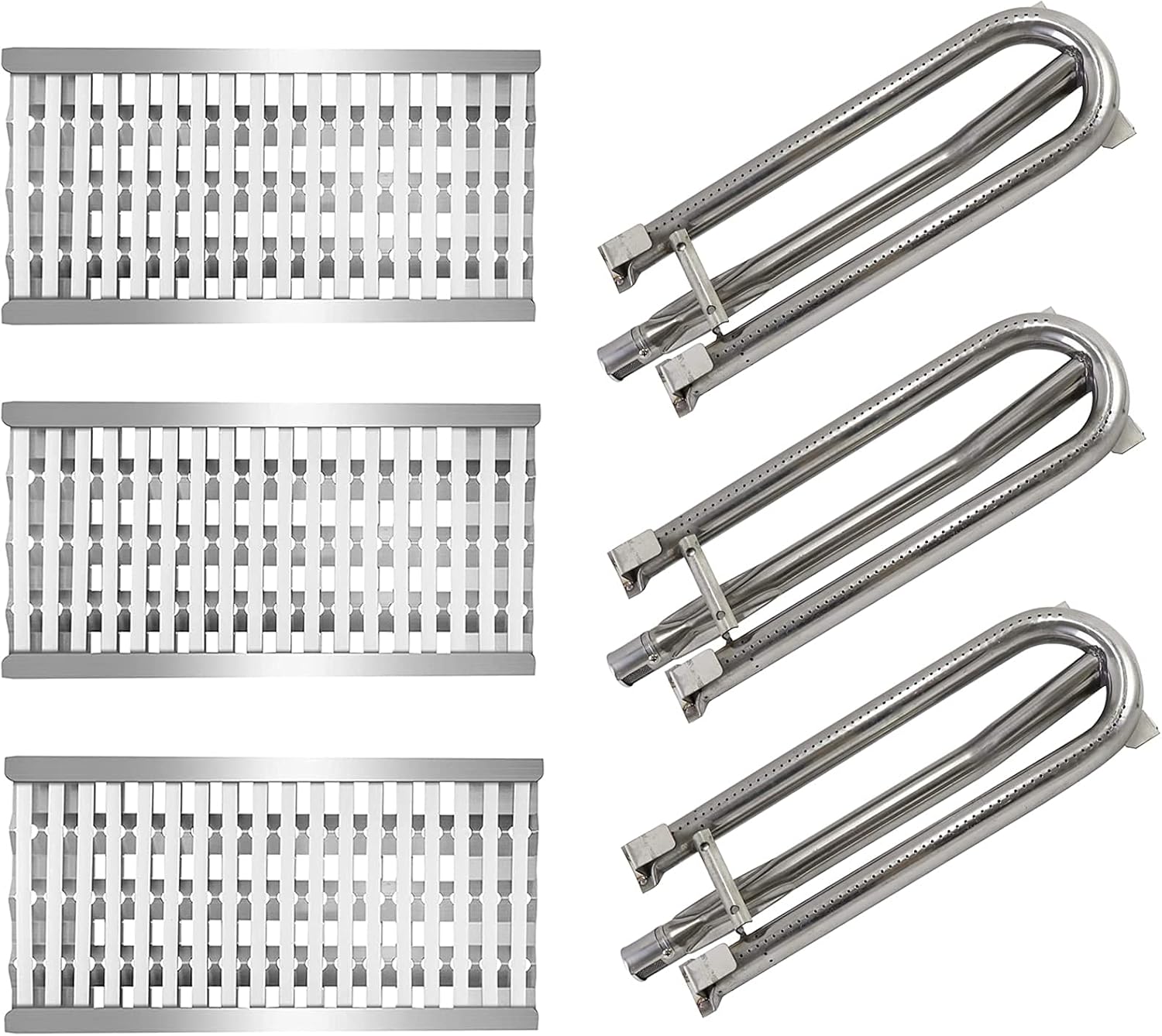 Grll Parts Stainless Steel Heat Plates with 18 Ceramic Rods and Burners Replacement for DCS 27 Series, 27DBQ, 27DSBQ, BGA36-BQAR, BGA36-BQARL, 30/36 / 48 Inch Gas Grill Models