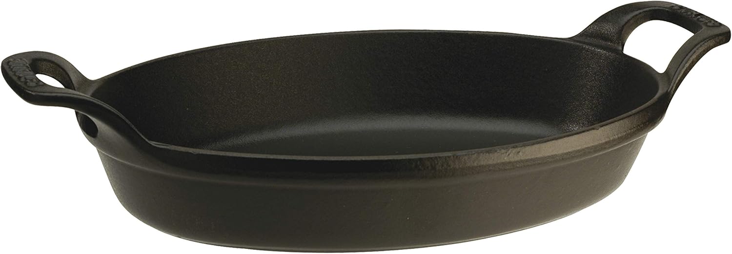 staub Dish 40509-342 Oval Stackable Dish, Black, 12.6 inches (32 cm), Enamel, Iron