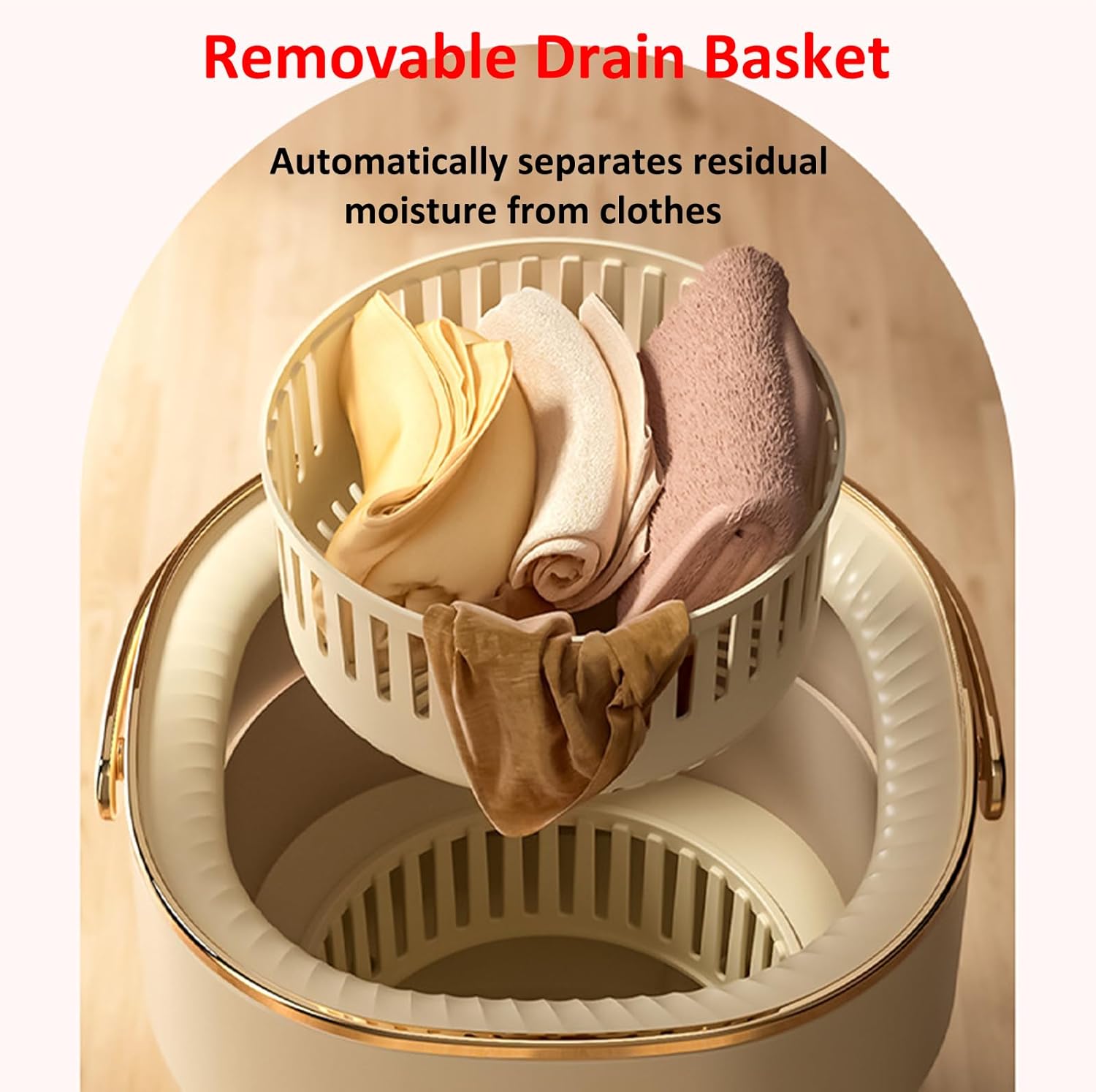 Mini Laundry Machine 12L Large Capacity For Efficient Cleaning With Spin Basket, Foldable Camping Washing Machine Apartments, Dorm,RV, Travel(Size:12.59 * 12.28 * 12.99in,Color:Khaki)