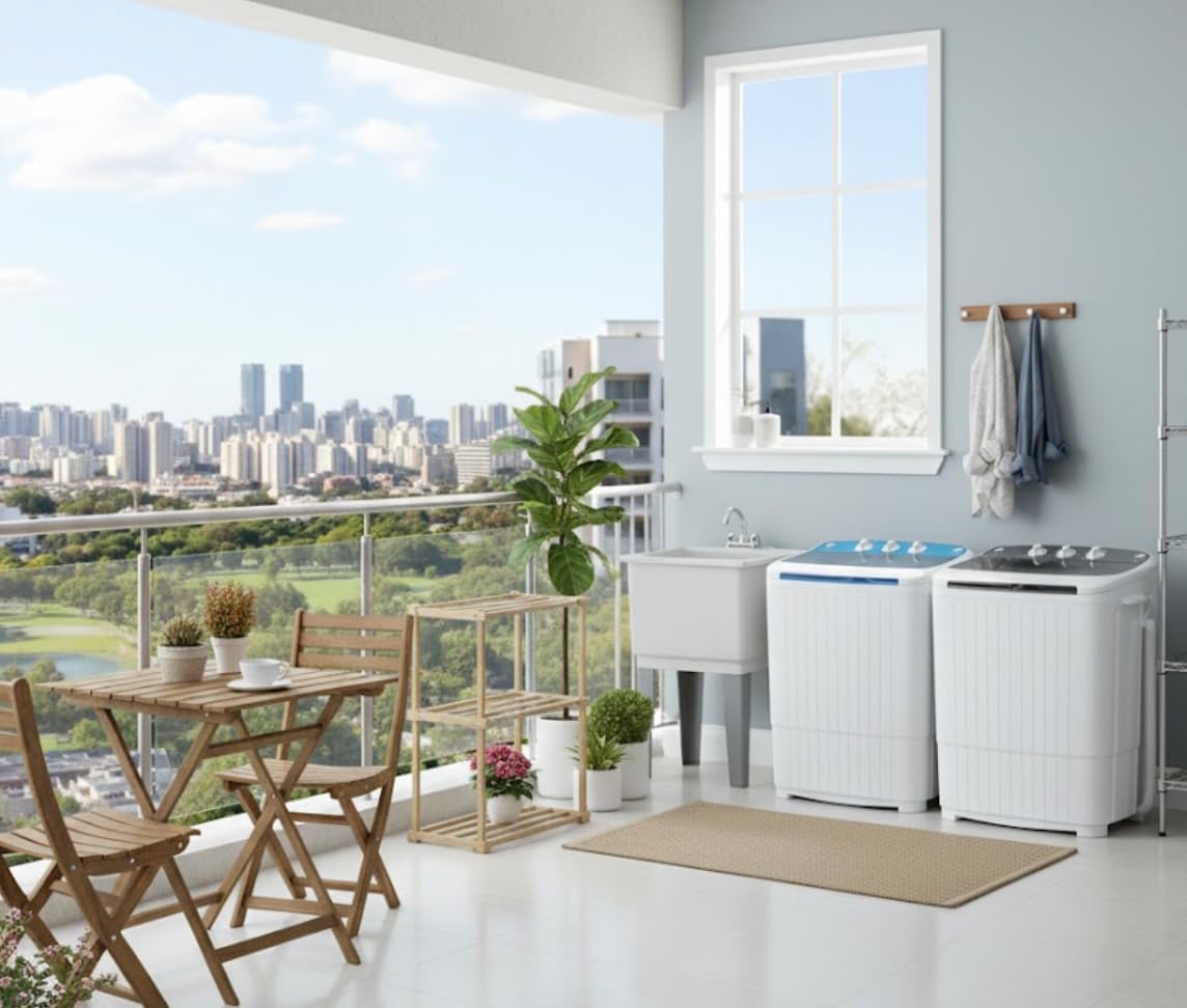 Portable Washing Machine,18 lbs Capacity,Washer and Dryer Combo Machine for Homes & Apartments,Twin Tub Laundry Washer with Spin Cycle