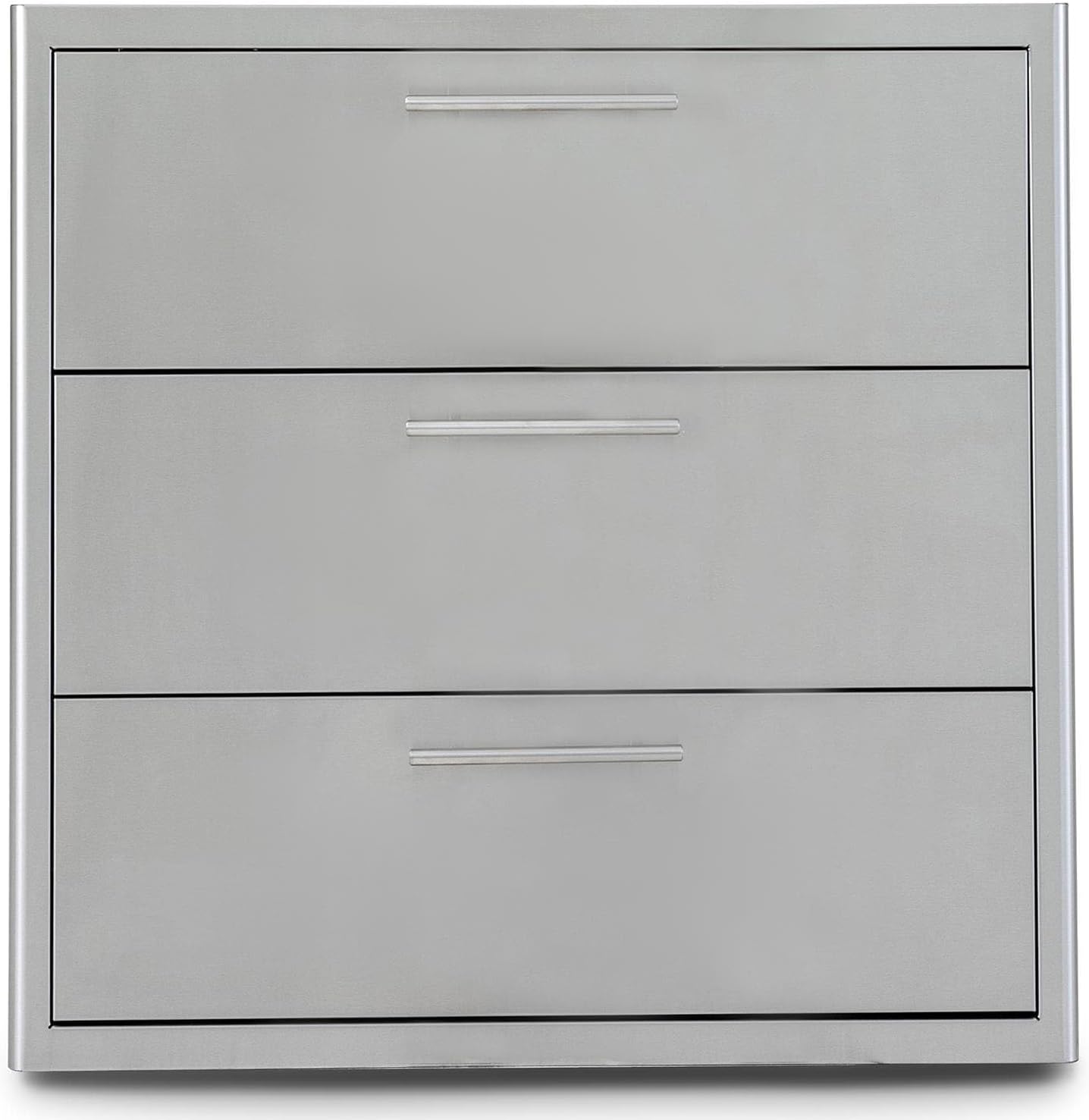 Blaze 30-Inch Stainless Steel Triple Access Drawer | Commercial-Grade 304 Stainless Steel | Soft-Close Drawers | Ample Storage Space | Curved Handles | BLZ-30W-3DRW-LT