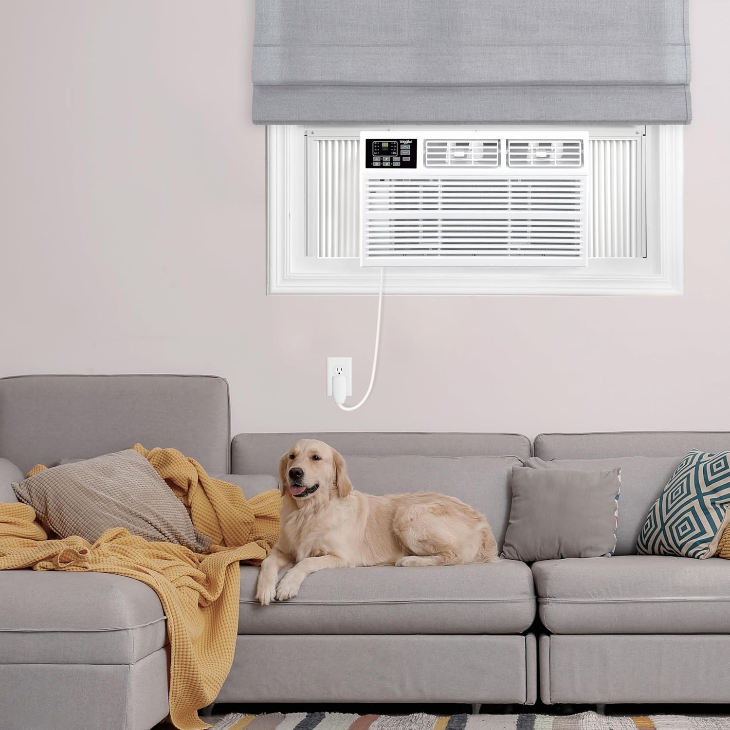 Whirlpool 8,000 BTU Window Air Conditioner with Supplemental Heat, Window Mounted AC Unit with Heater for Apartment, Living Room, Bedroom, Rooms up to 350 Square Feet