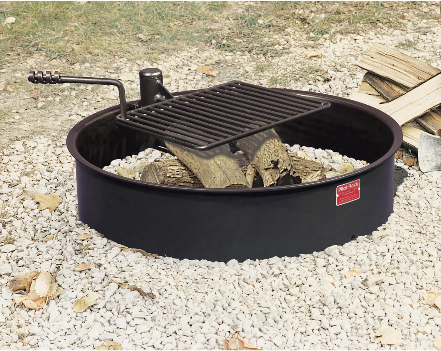 Pilot Rock Steel Fire Ring with Cooking Grate - 32in. Diameter, Model Number FSW-30/7/TB