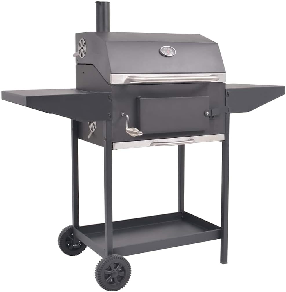 Home Garden,BBQ Charcoal Smoker with Bottom Shelf Black