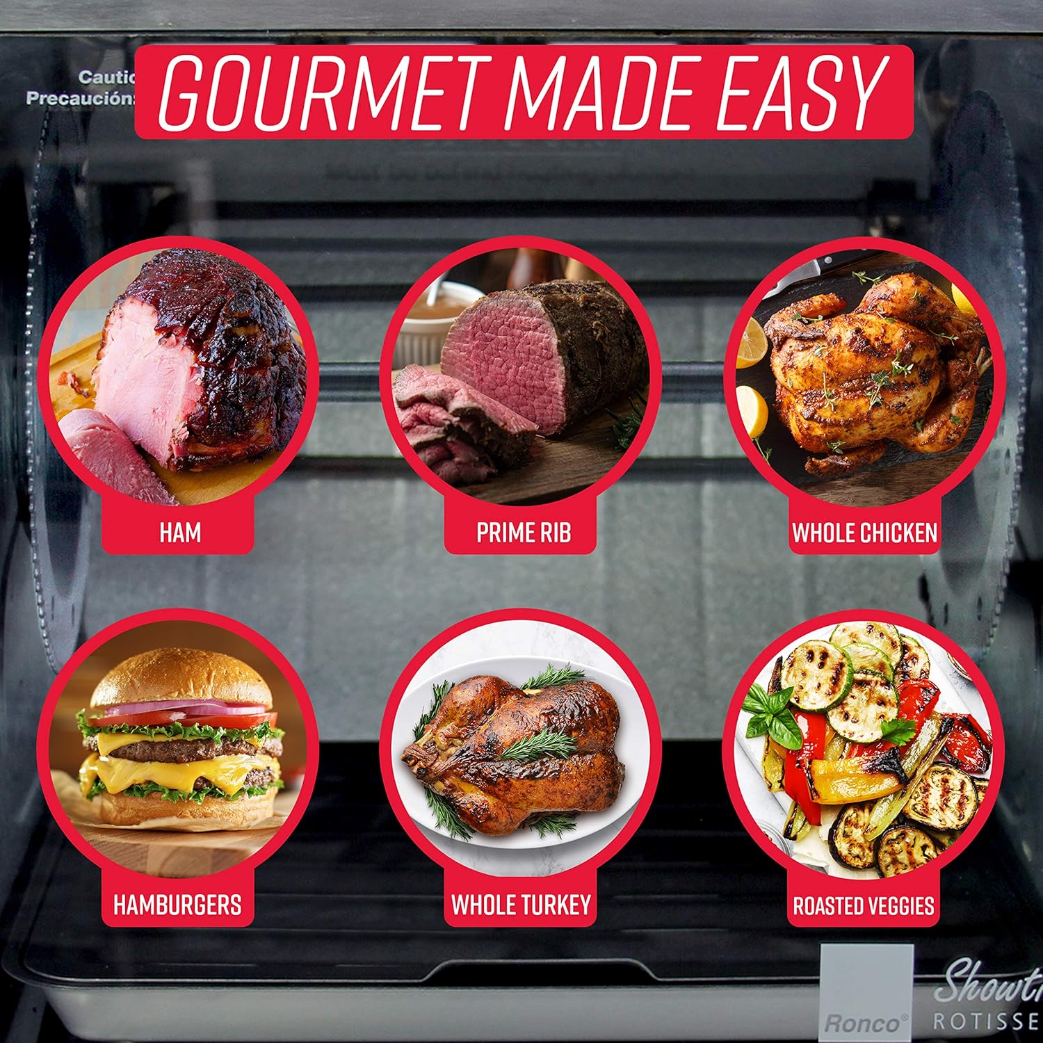 Ronco Modern Rotisserie Oven, Large Capacity (12lbs) Countertop Oven, Multi-Purpose Basket for Versatile Cooking, Easy-to-Use Controls