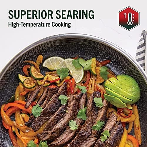 HexClad Hybrid Nonstick 6-Piece Fry Pan Set, 8, 10, and 12-Inch Frying Pans with Tempered Glass Lids, Stay-Cool Handles, Dishwasher-Friendly, Induction Ready, Compatible with All Cooktops